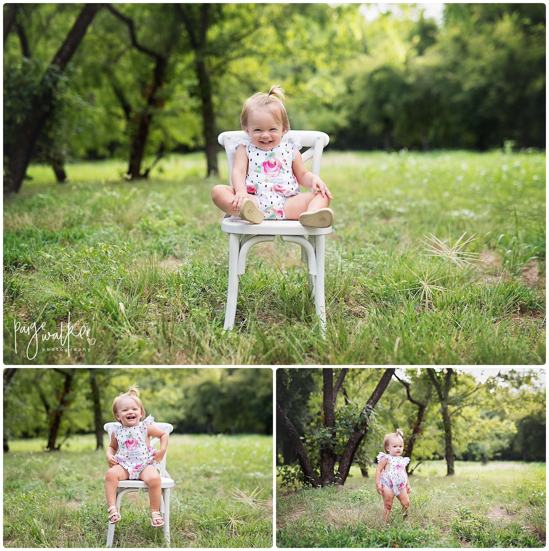 one year old girl sitting in a chair