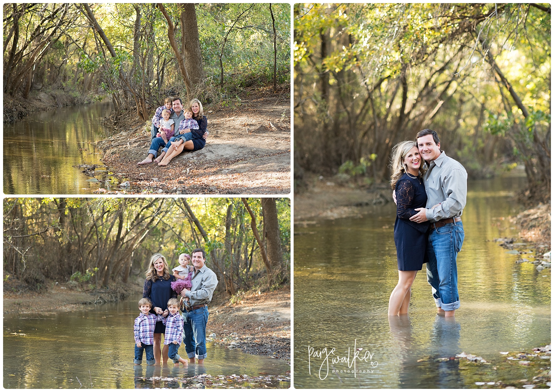 family of five in a creek