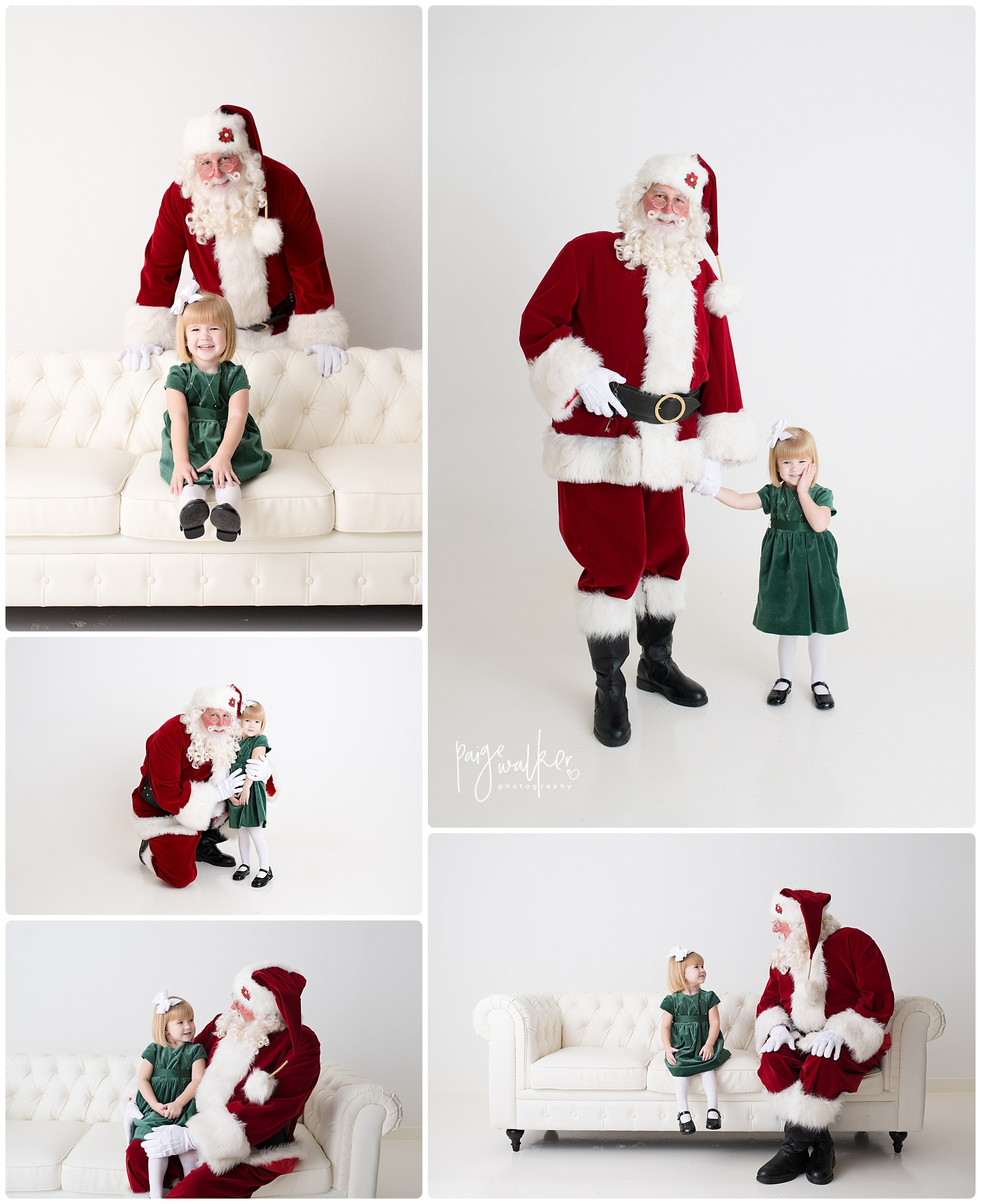Santa holding hands with a little girl
