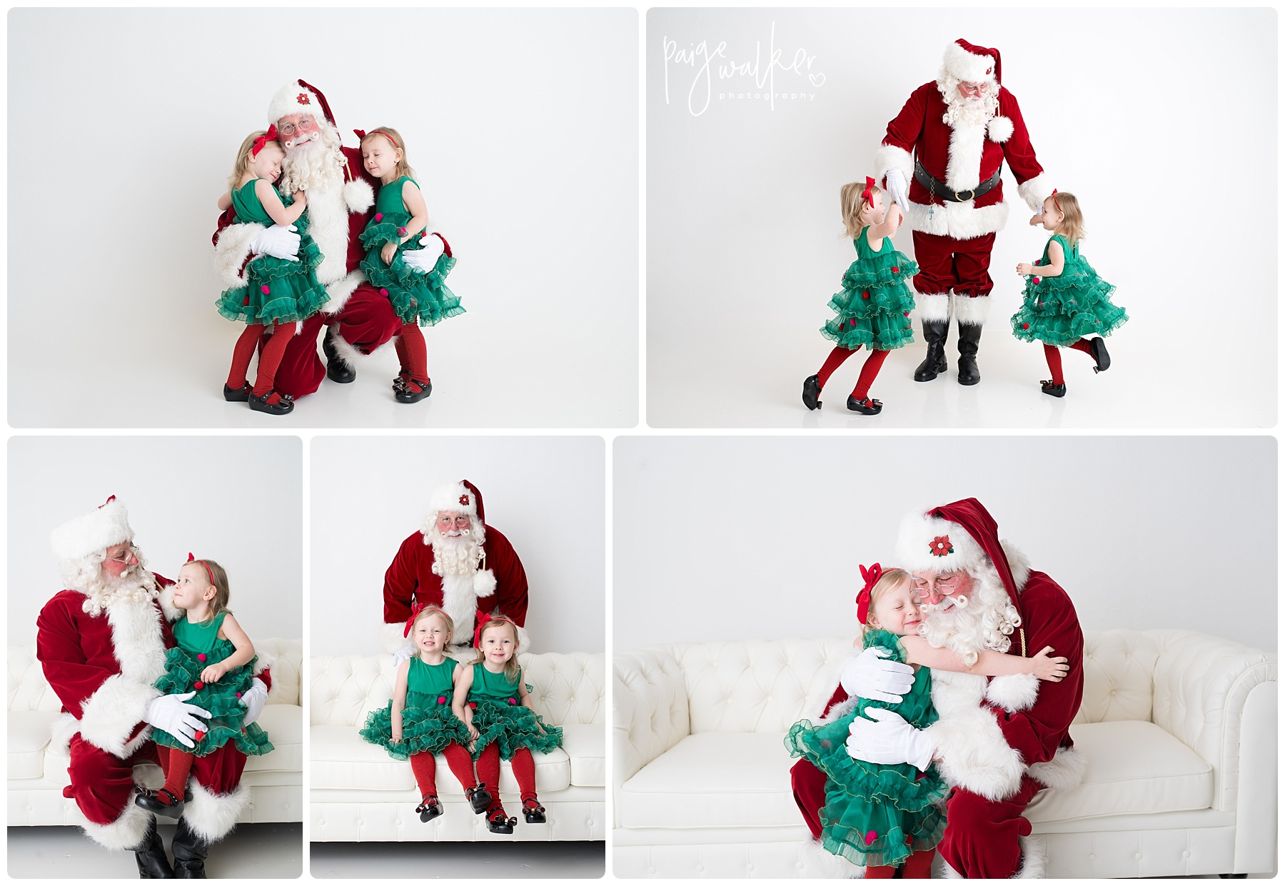 twins loving on santa and dancing