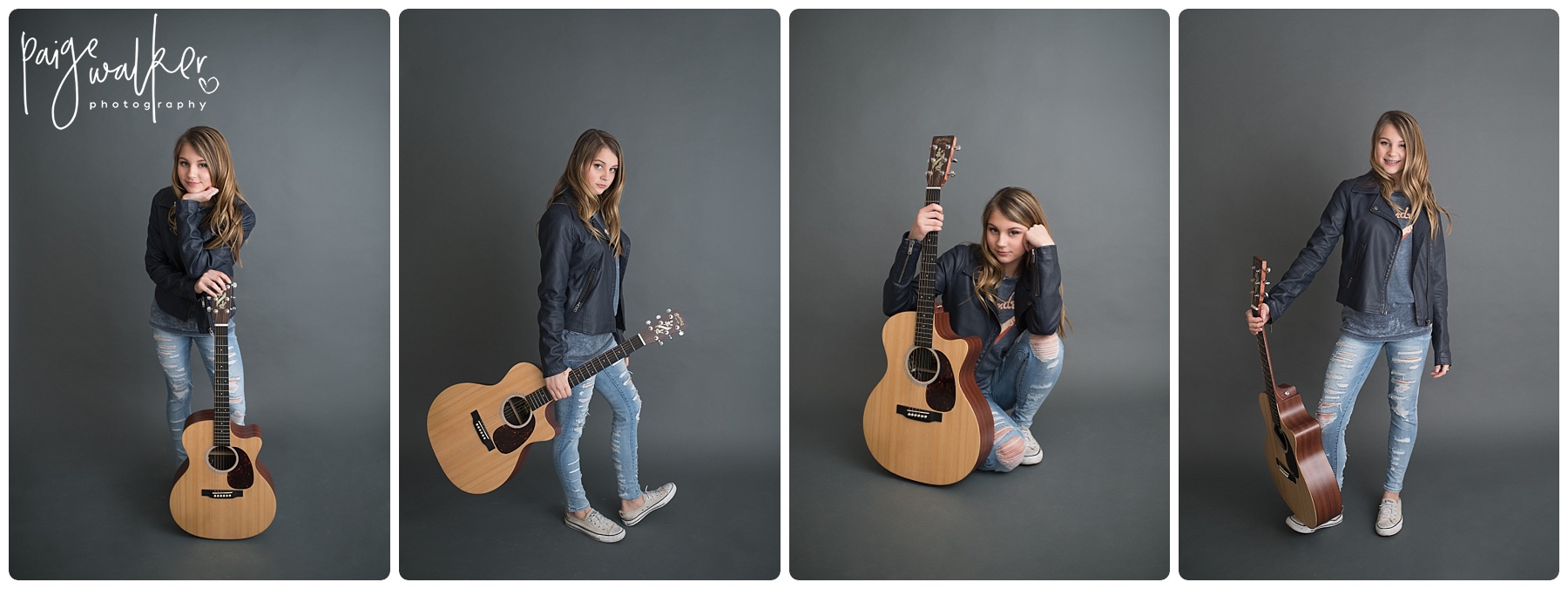 studio posing with a guitar