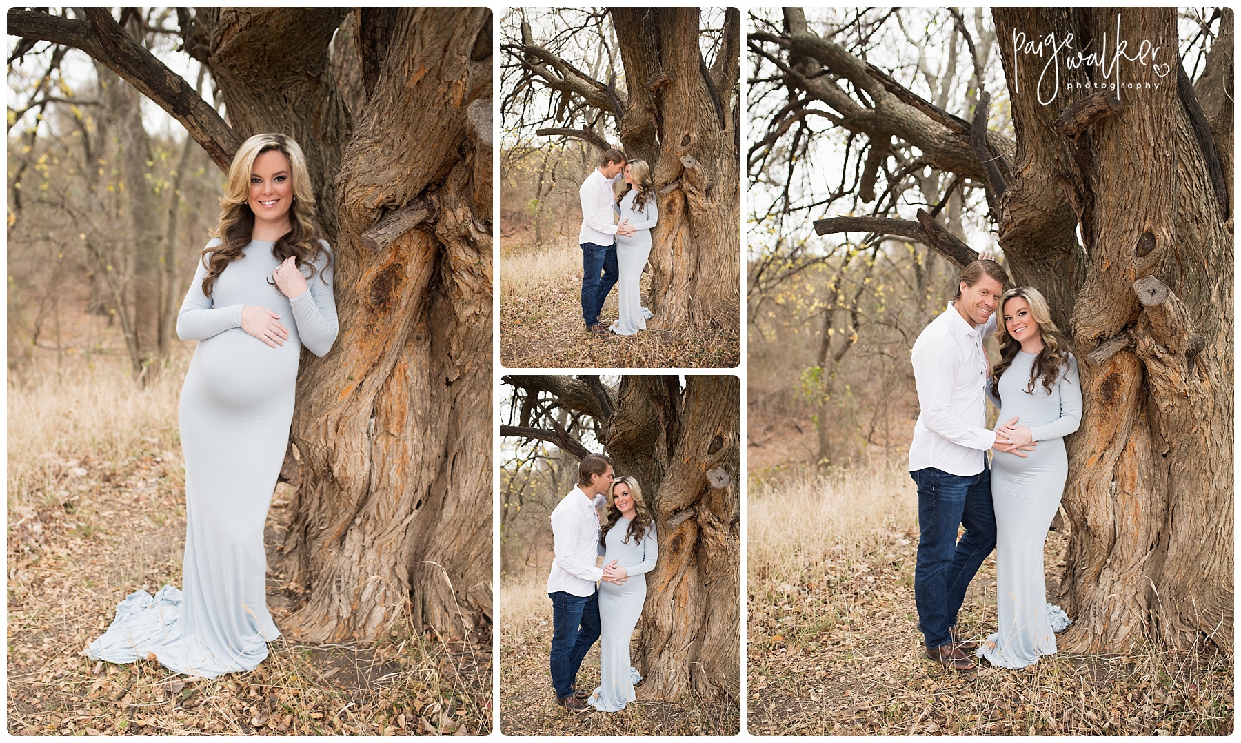parents to be leaning on a huge tree