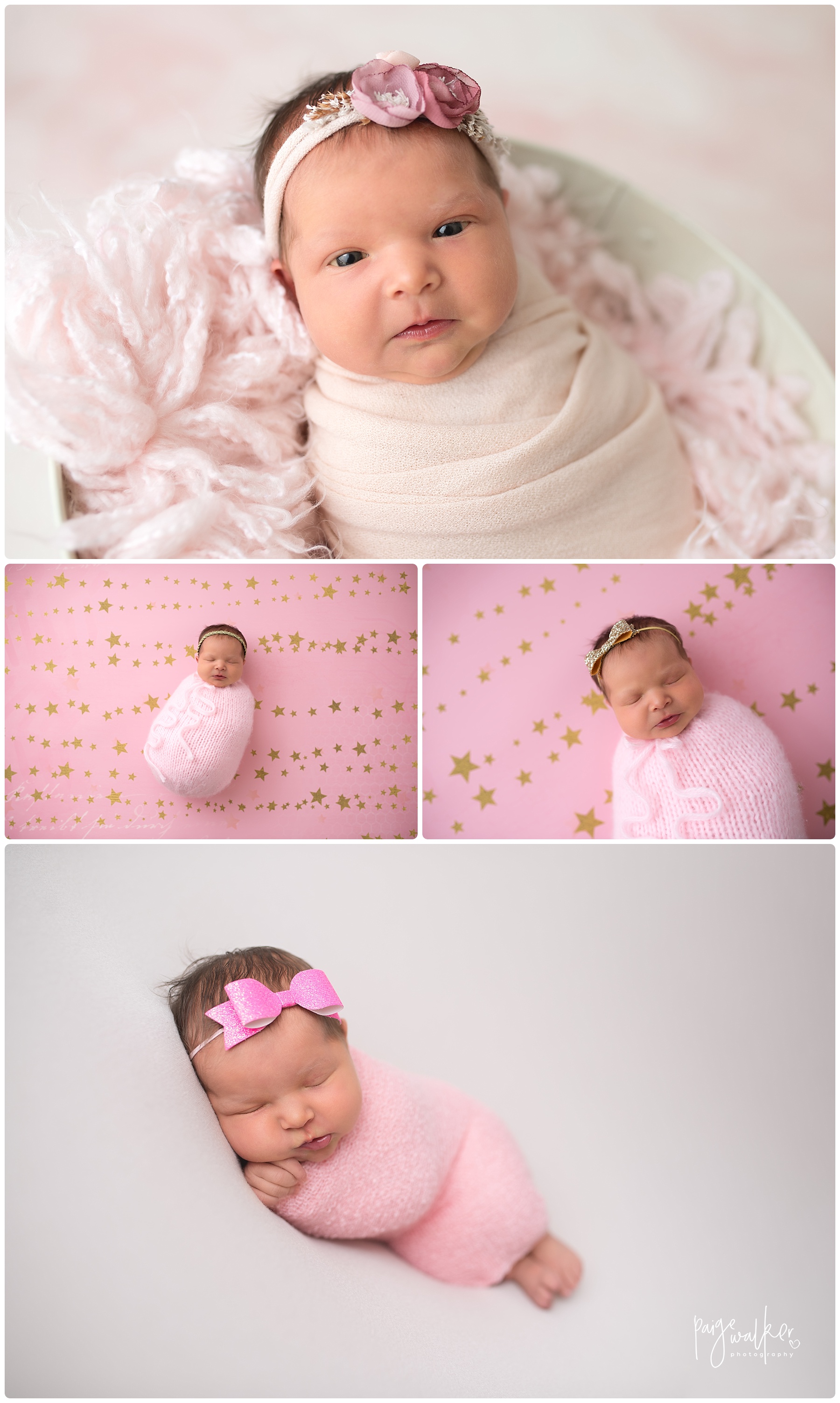 newborn girl wrapped in pink
