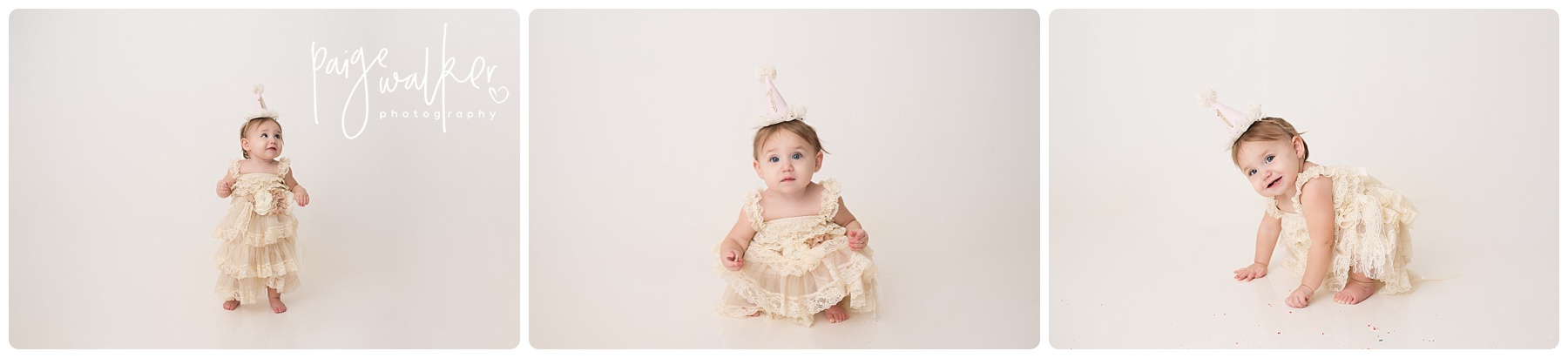 baby girl in a white ruffle dress