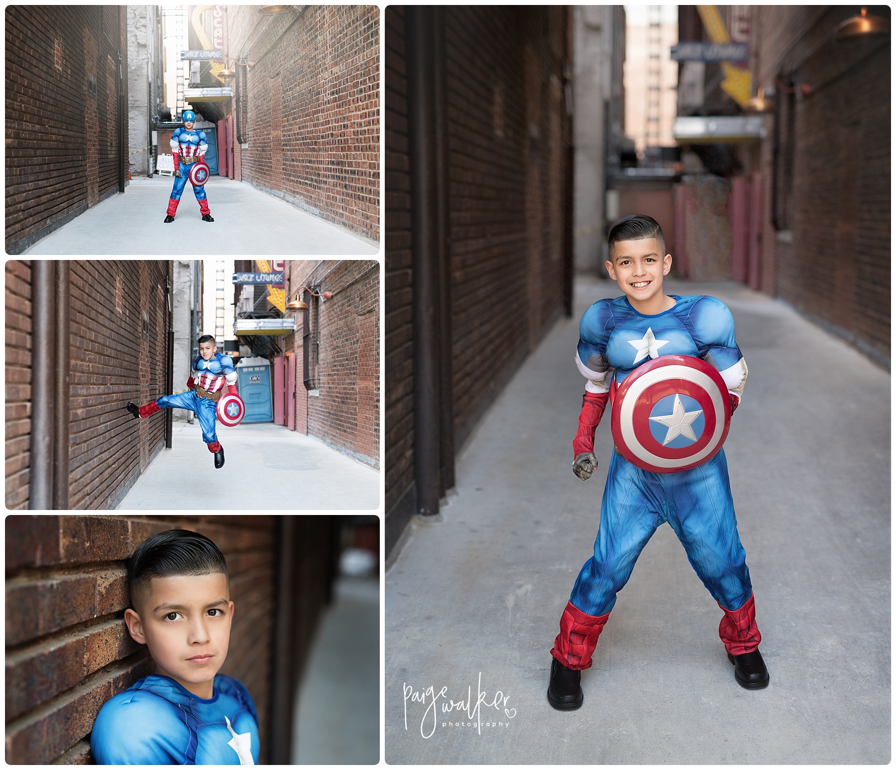boy dressed up as captain America 