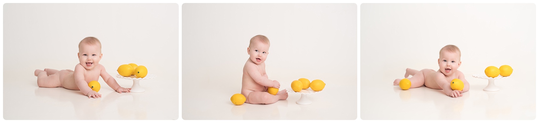 baby girl with lemons