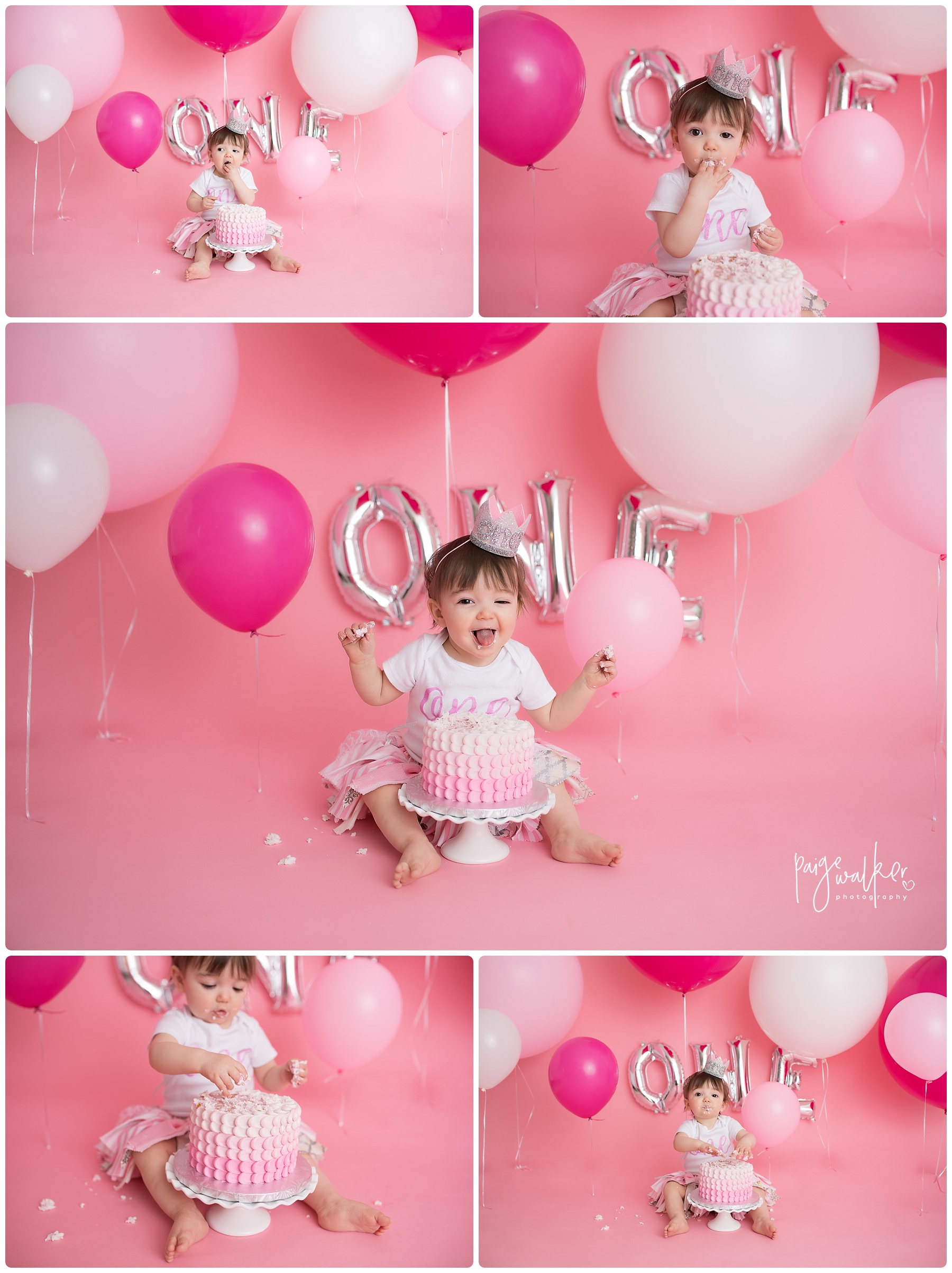 cake smash in the studio for her first birthday