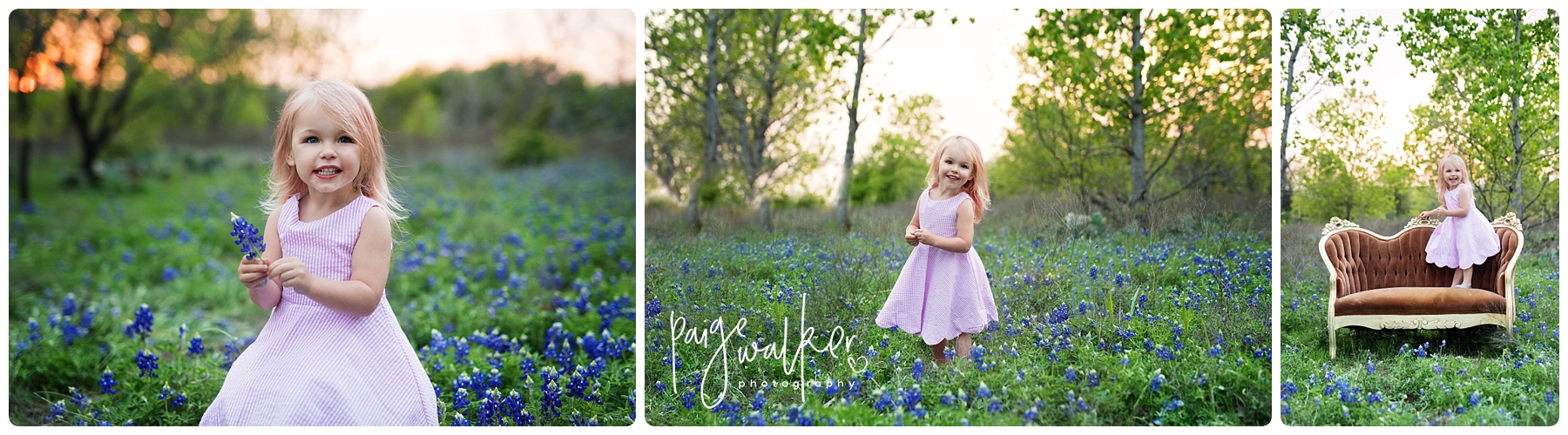 kid playing in the bluebonnets