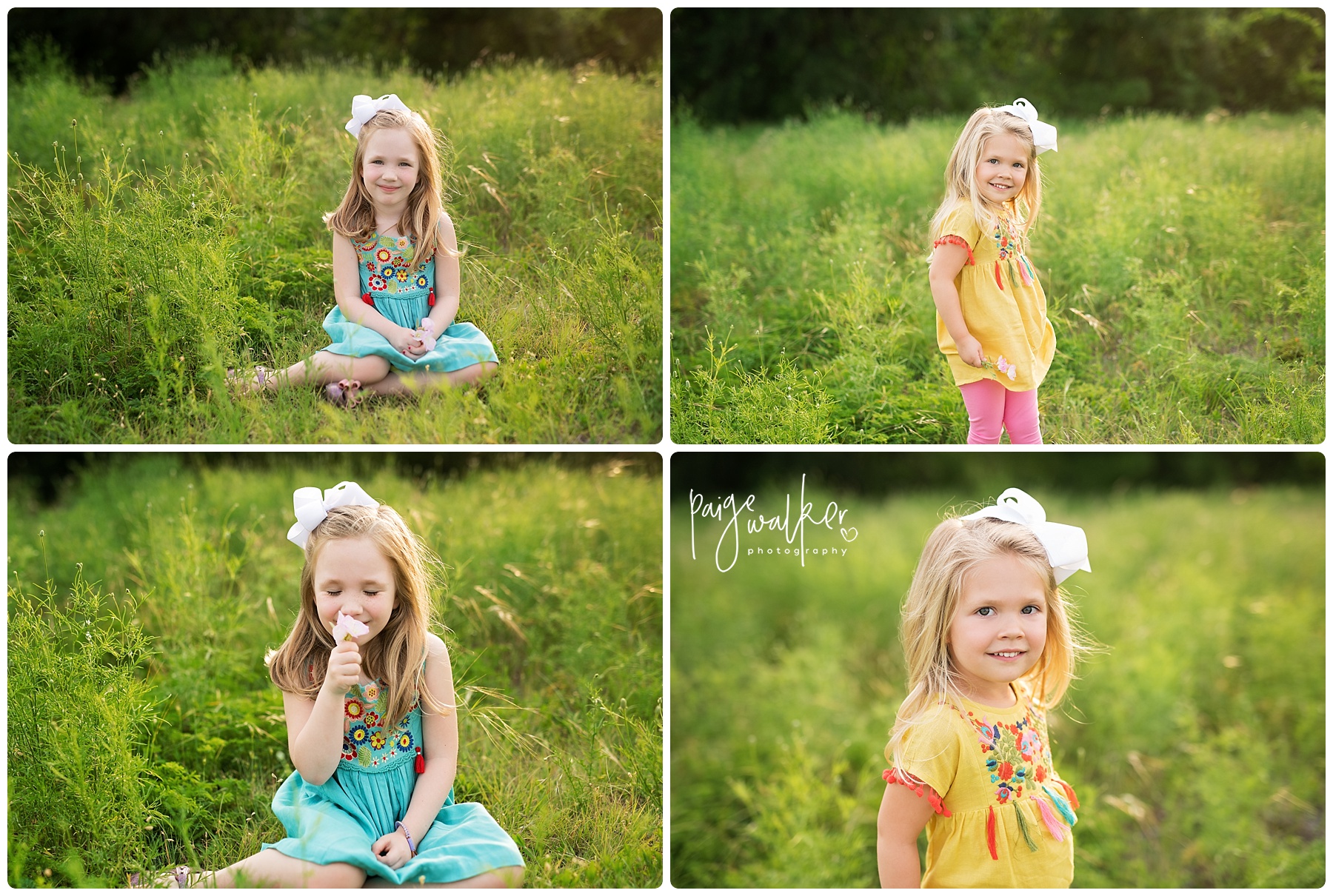 little girls in a field