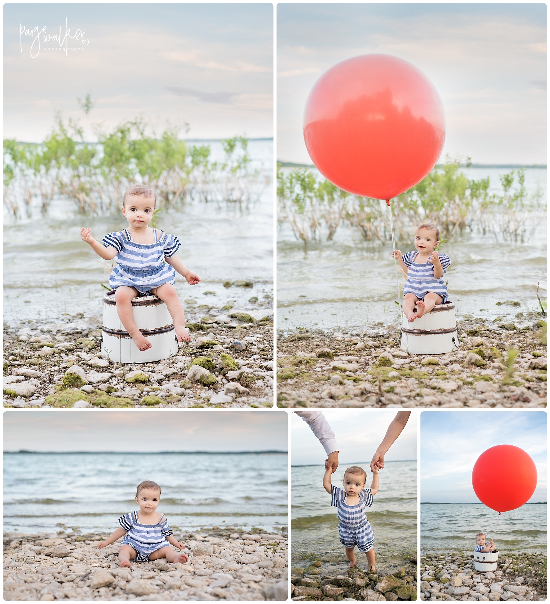 baby girl with a big red balloon
