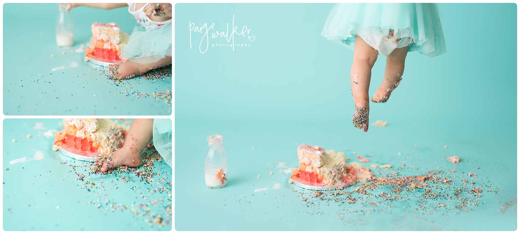one year olds foot covered in sprinkles