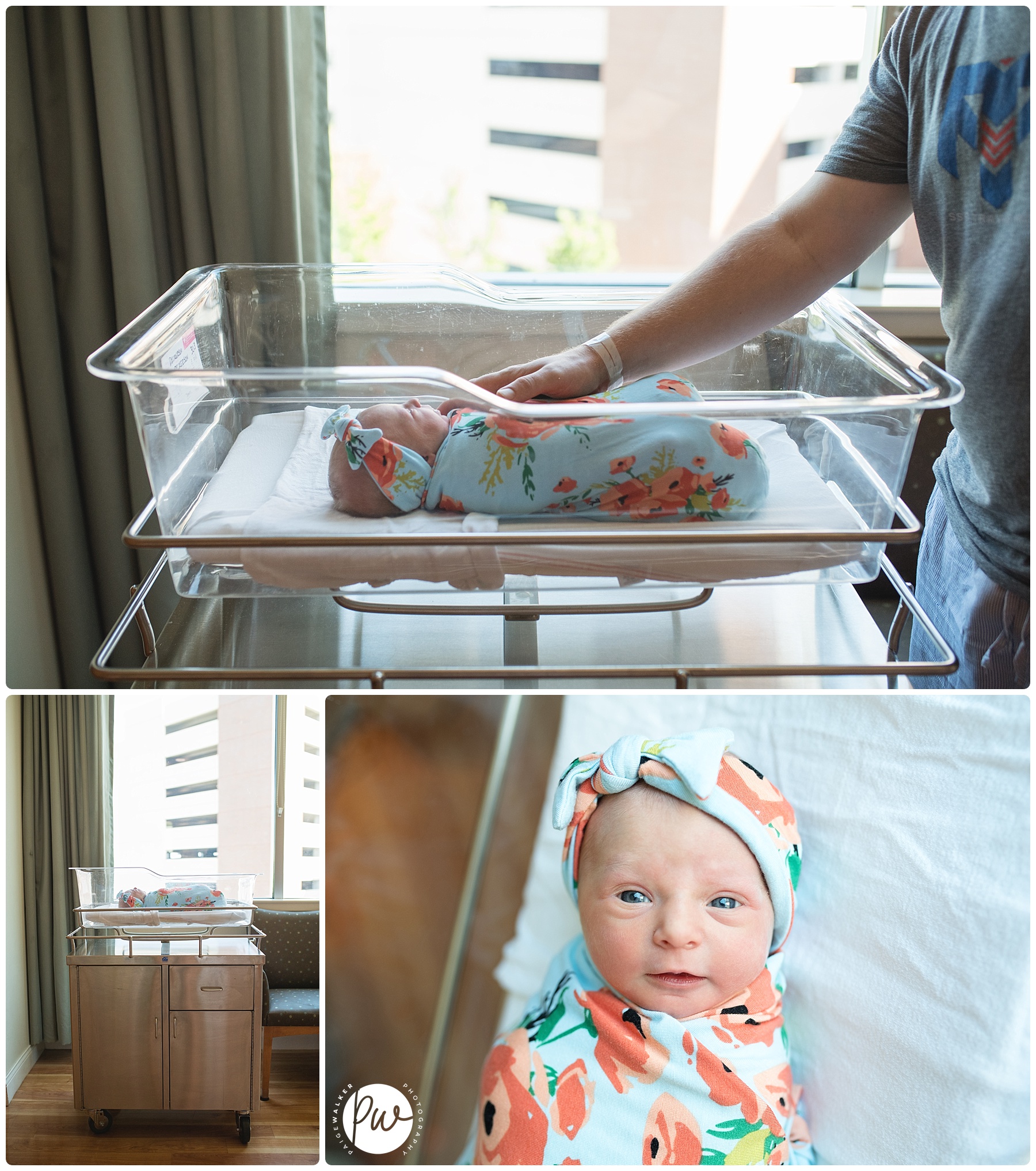 newborn girl in the hospital crib