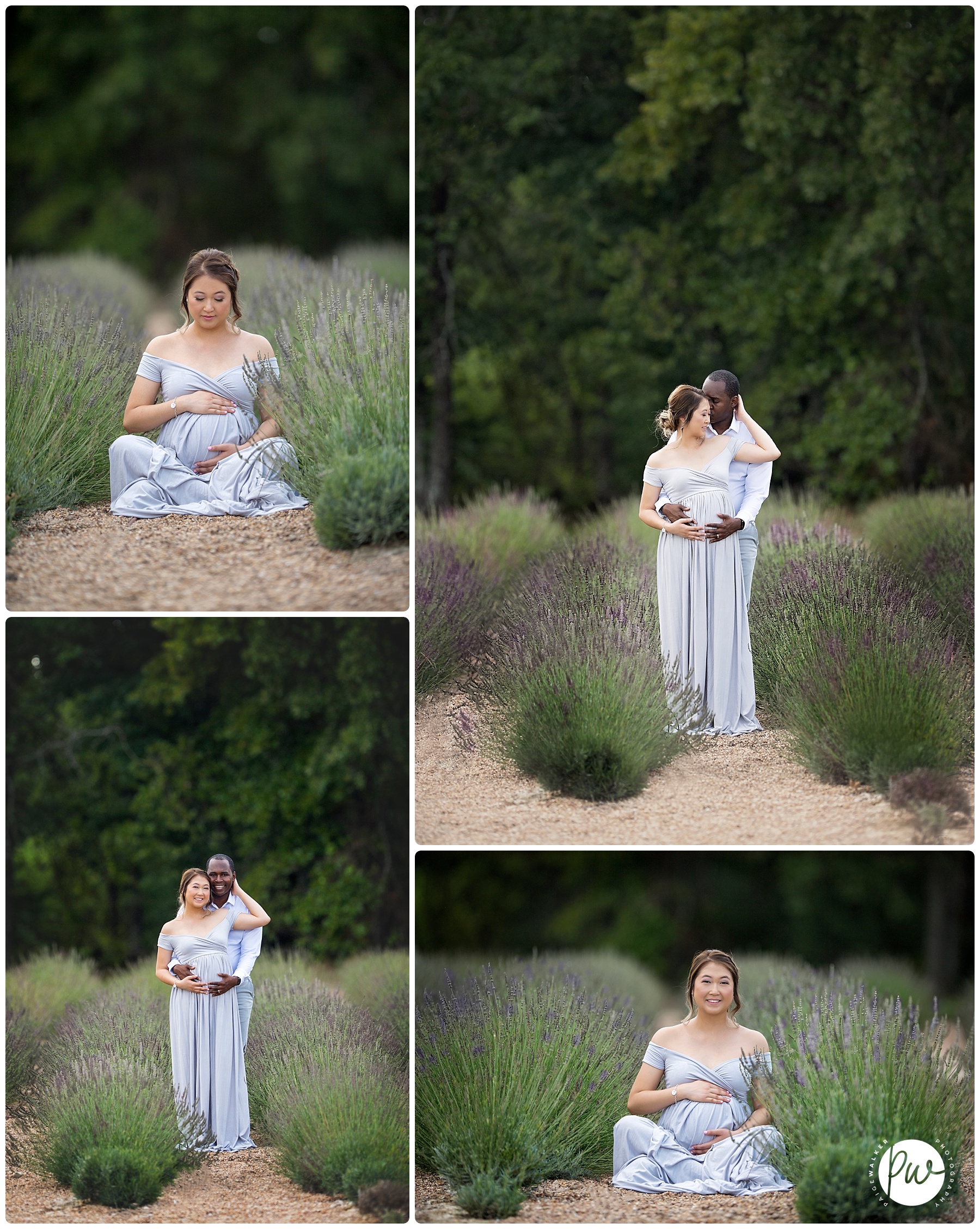 pregnant mom sitting in the lavender field