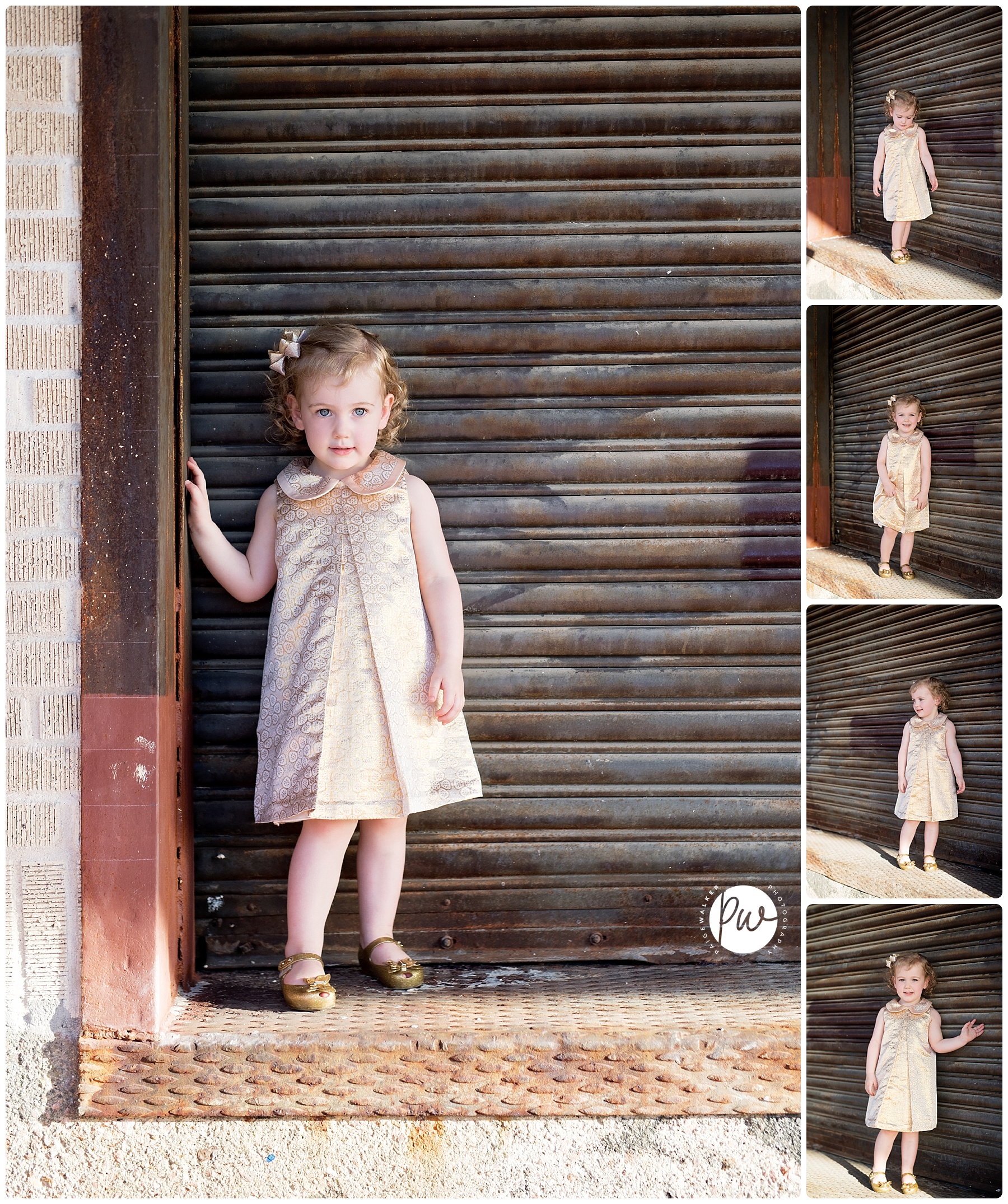 girl standing in a garage door wall