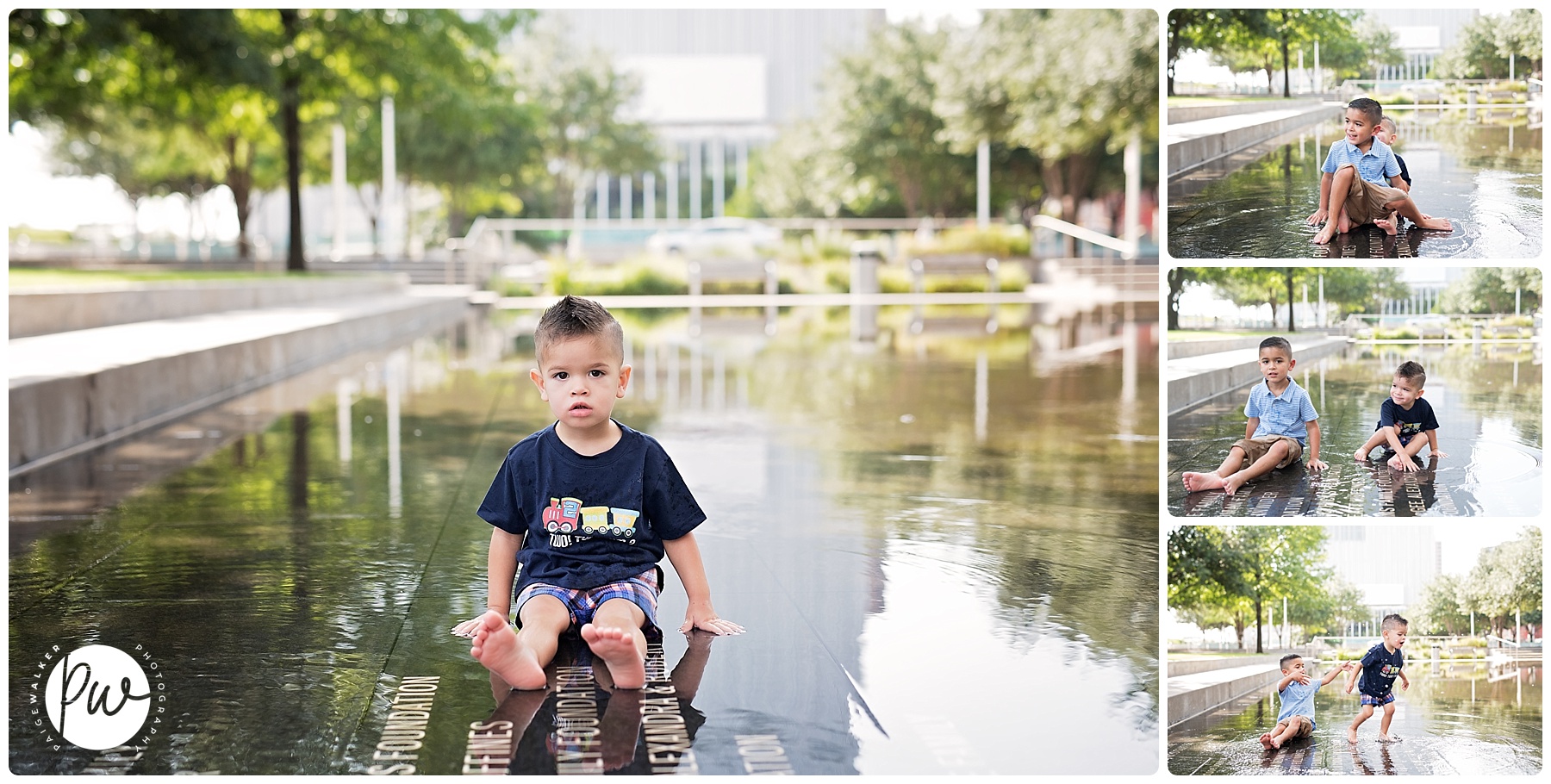 baby boy sitting in a reflective pool