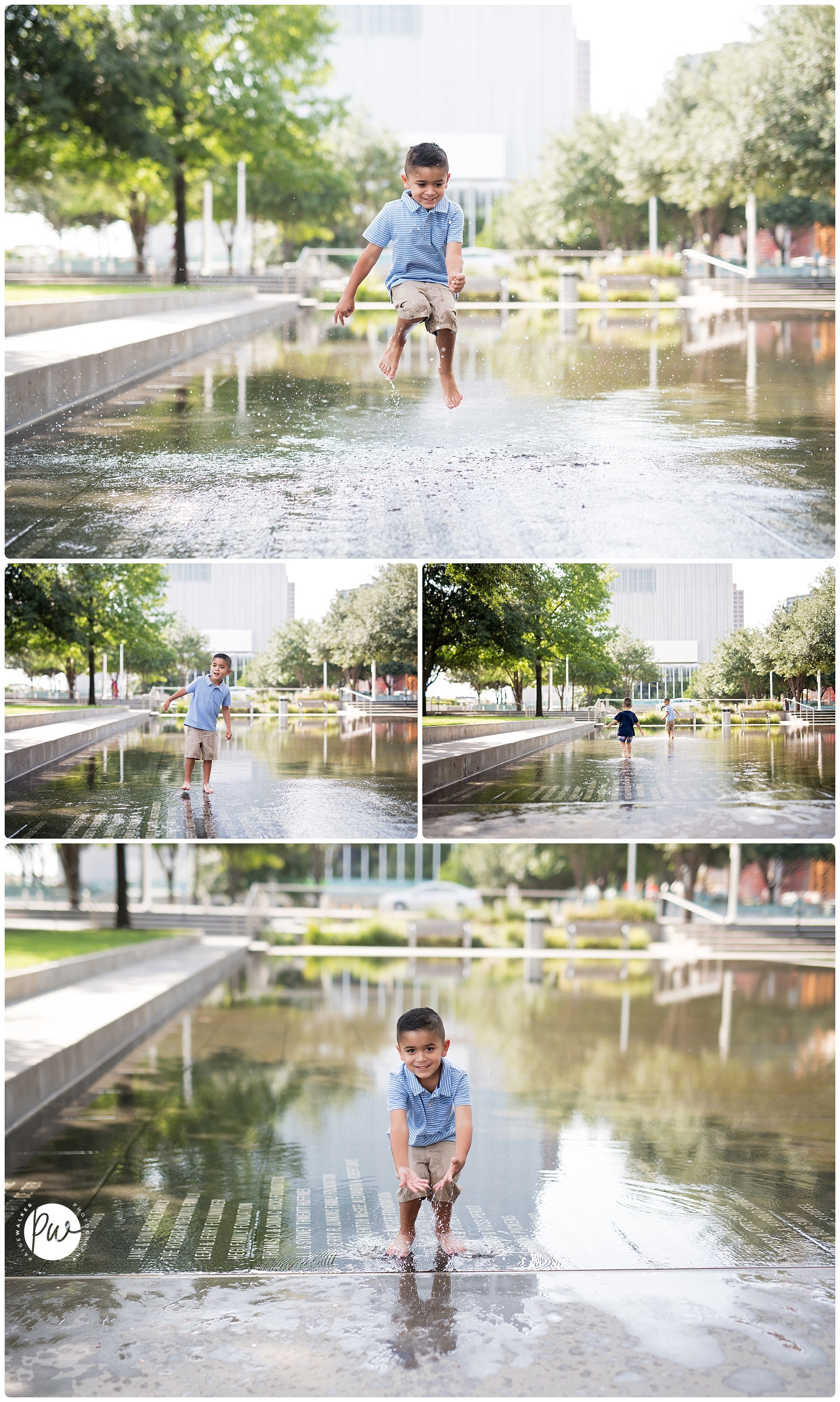 boys playing in a reflective pool