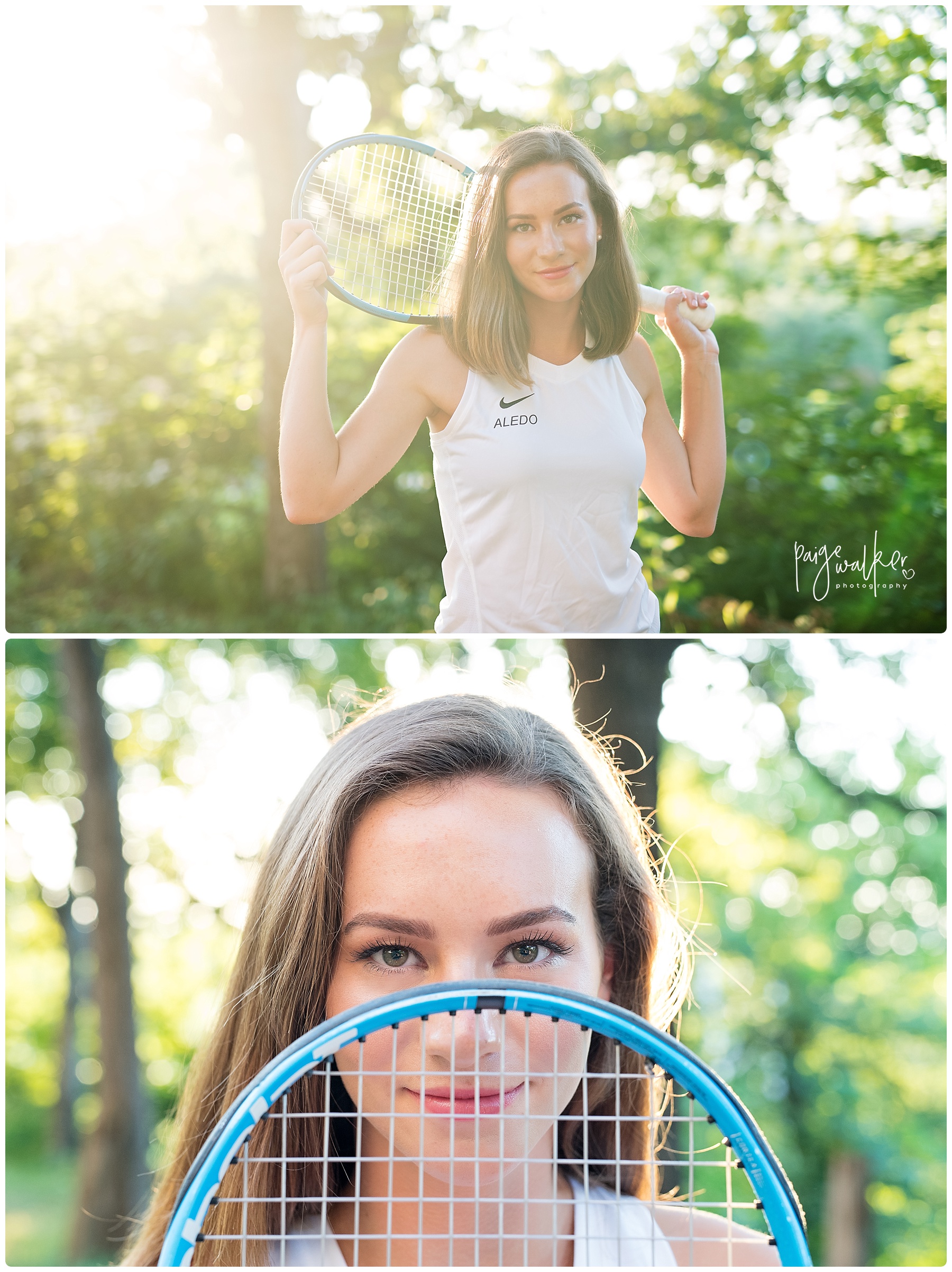 senior with her tennis racket