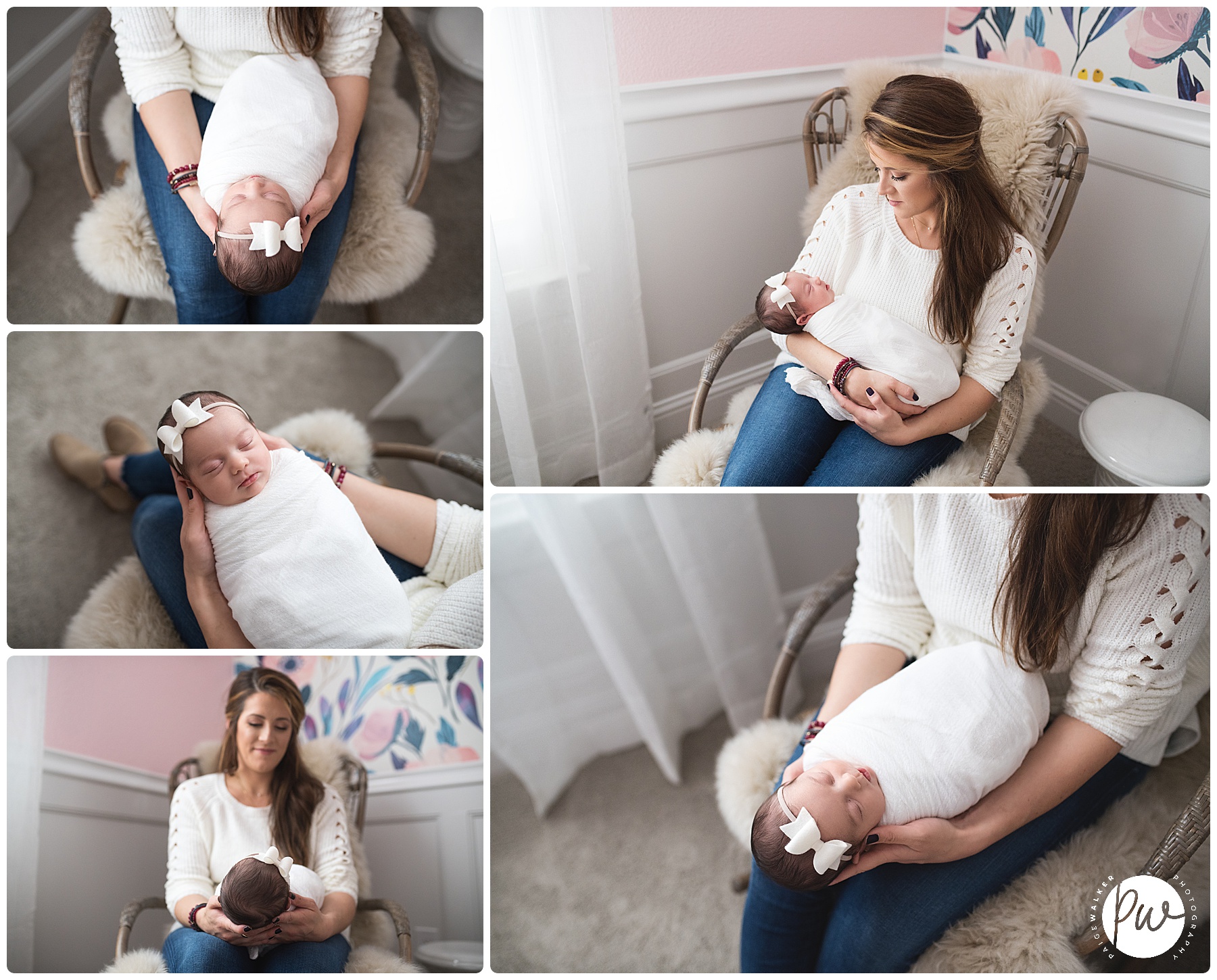 newborn girl in her moms lap