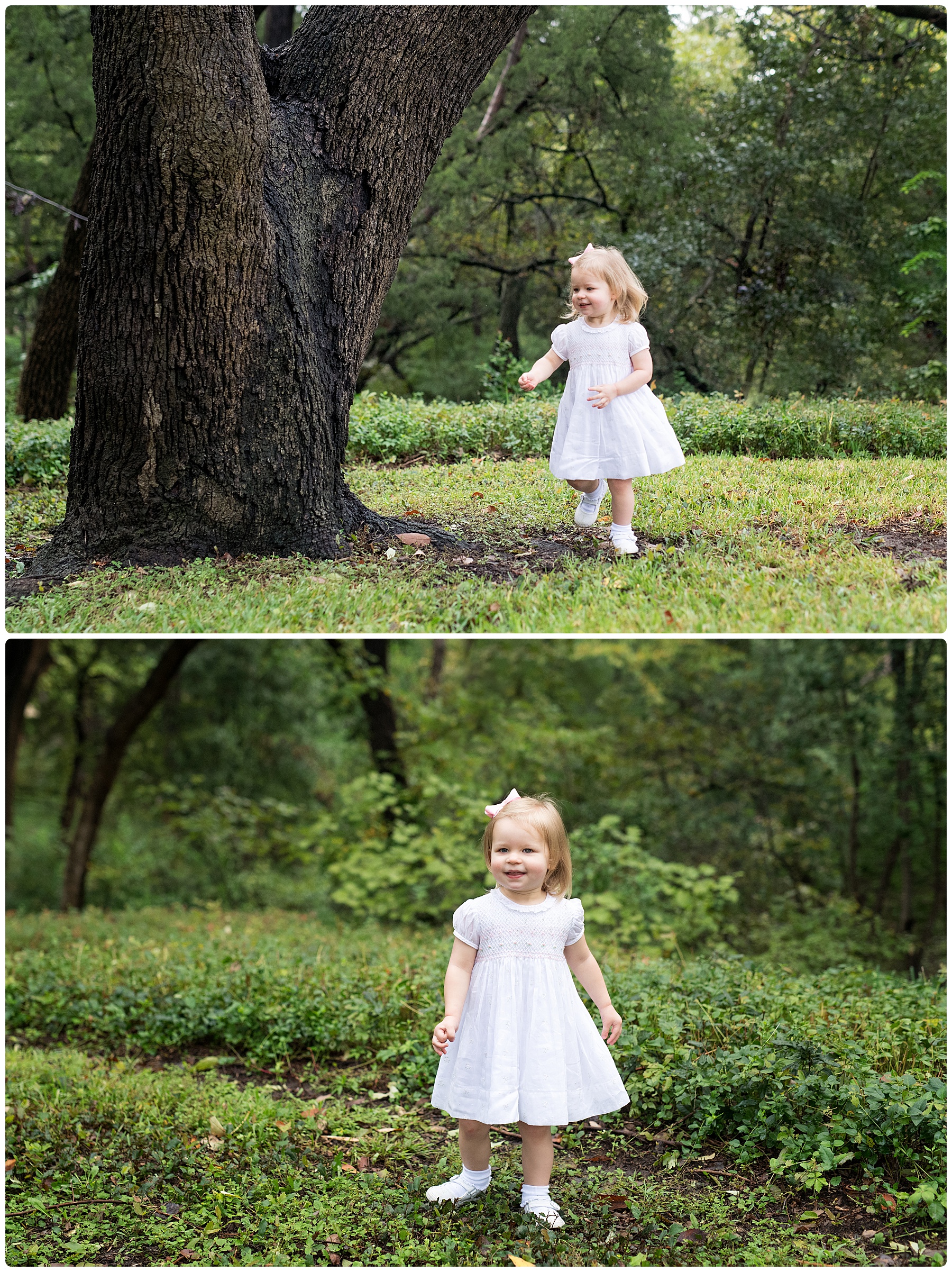 little girl running through a field