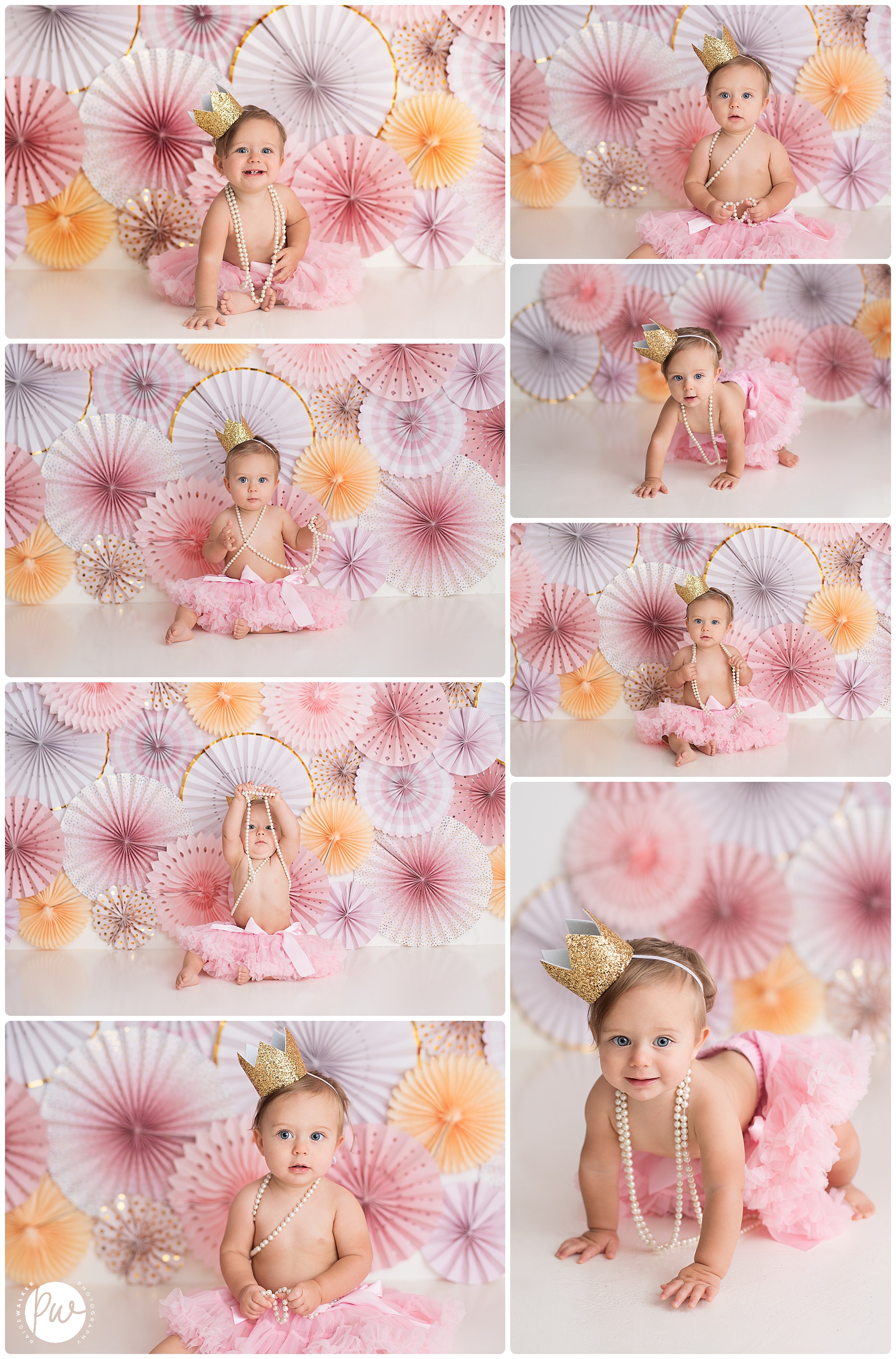studio session for a one year old birthday girl