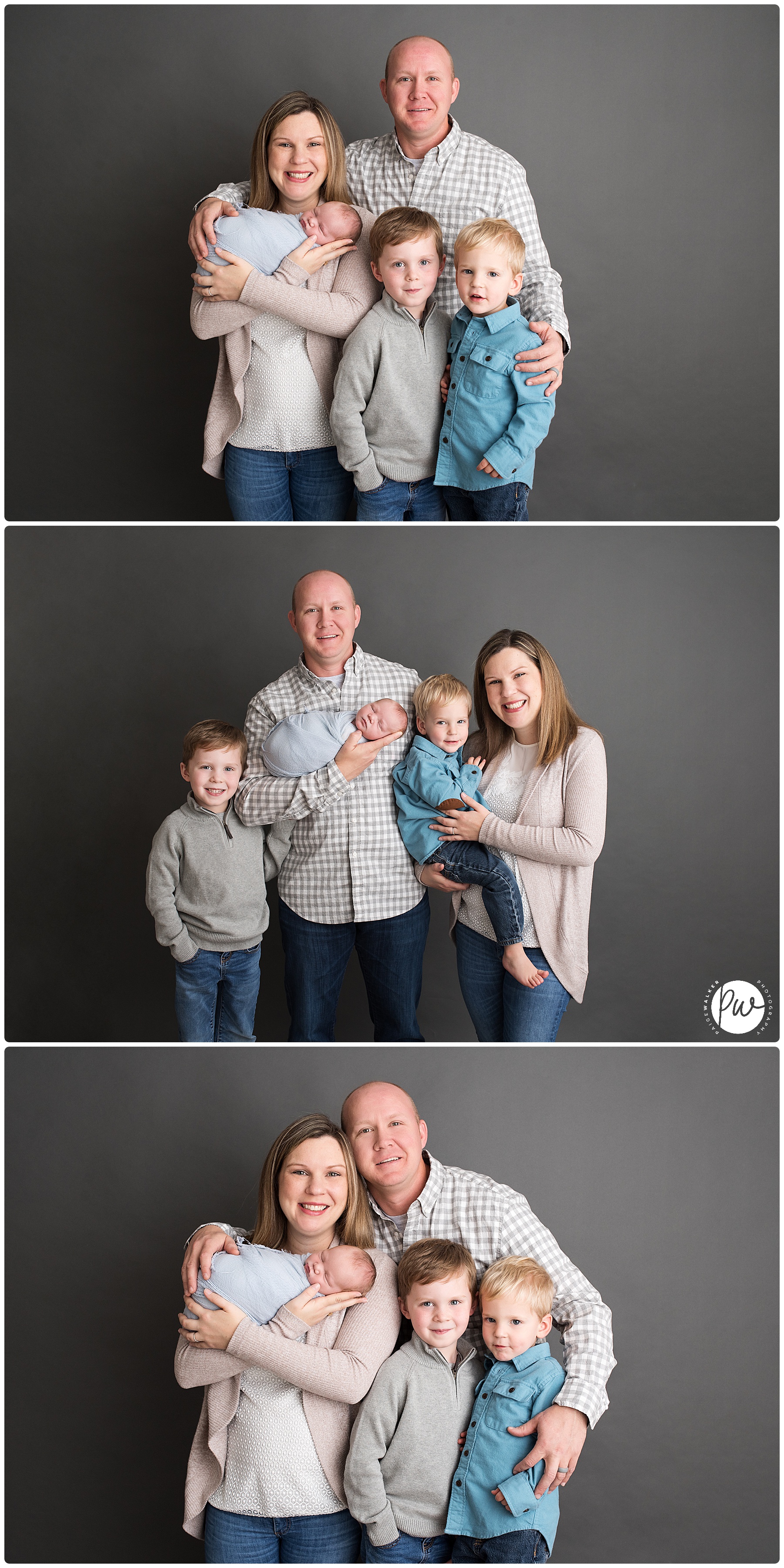 family of five taking their first pictures together