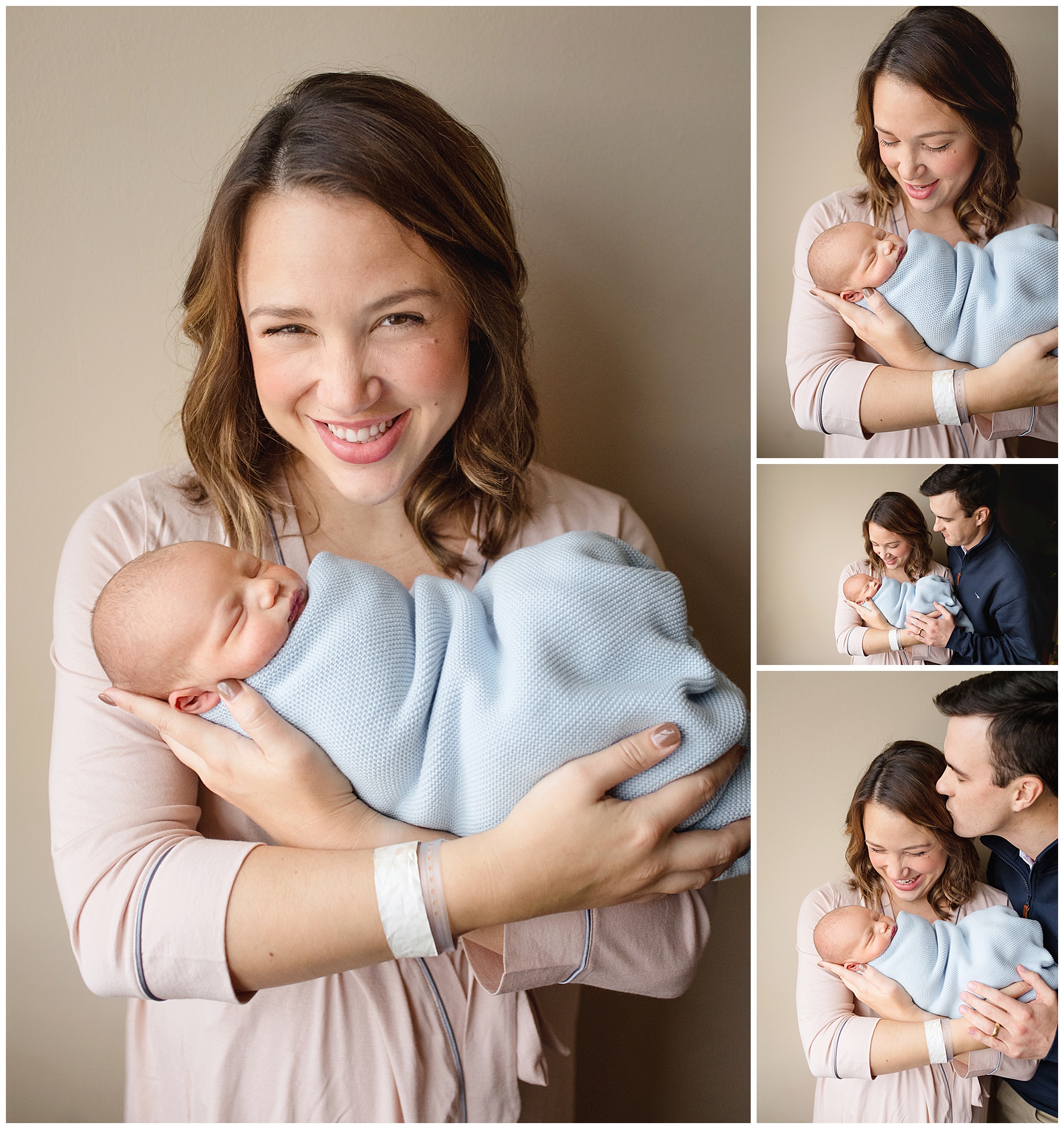 mom holding her newborn boy within 48 hours after birth