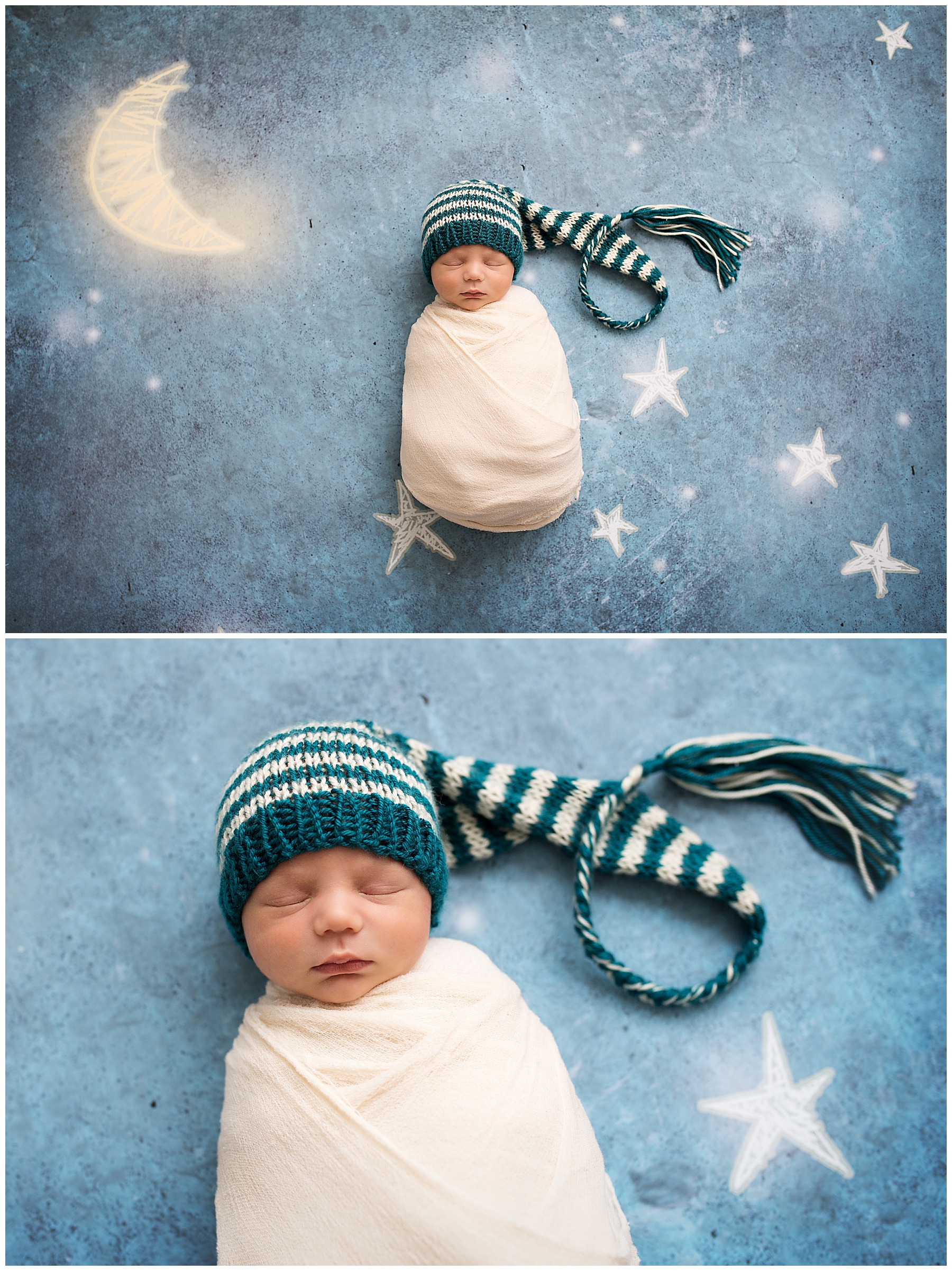 newborn baby boy sleeping with the stars