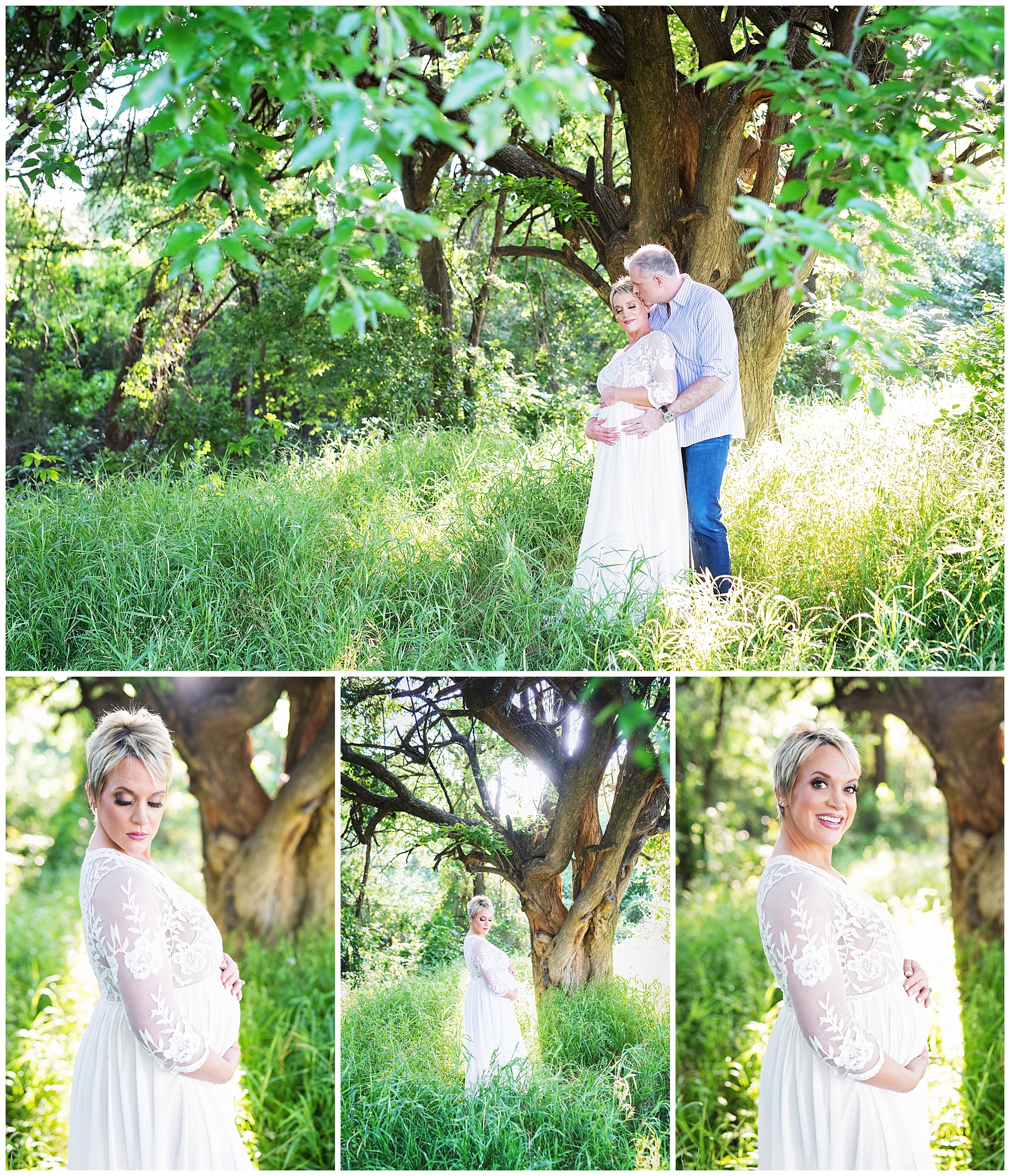 mom to be near a fairy tale tree