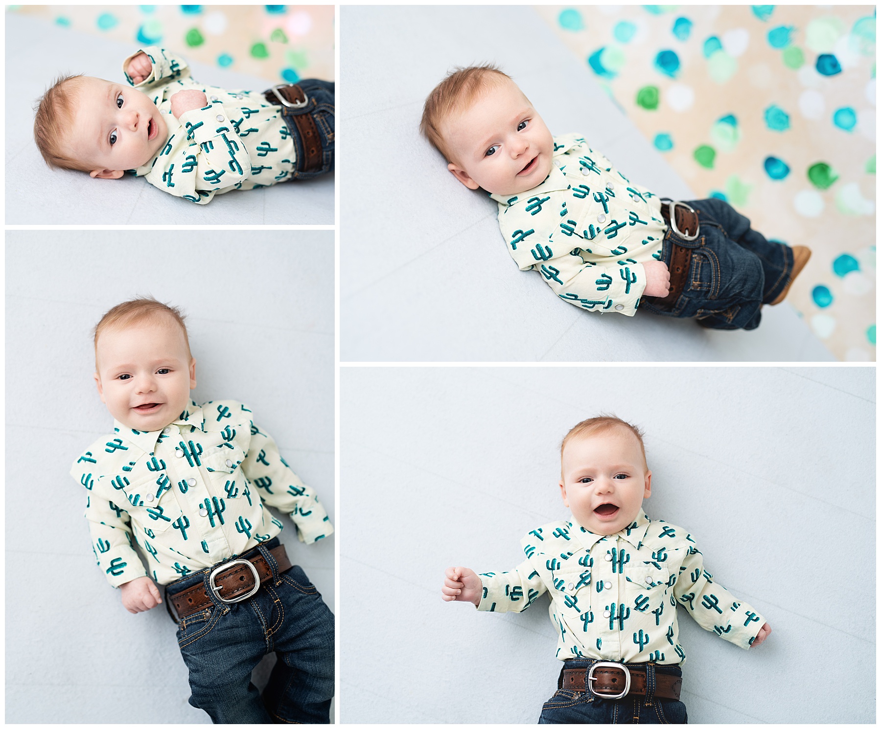 three month old boy in the studio