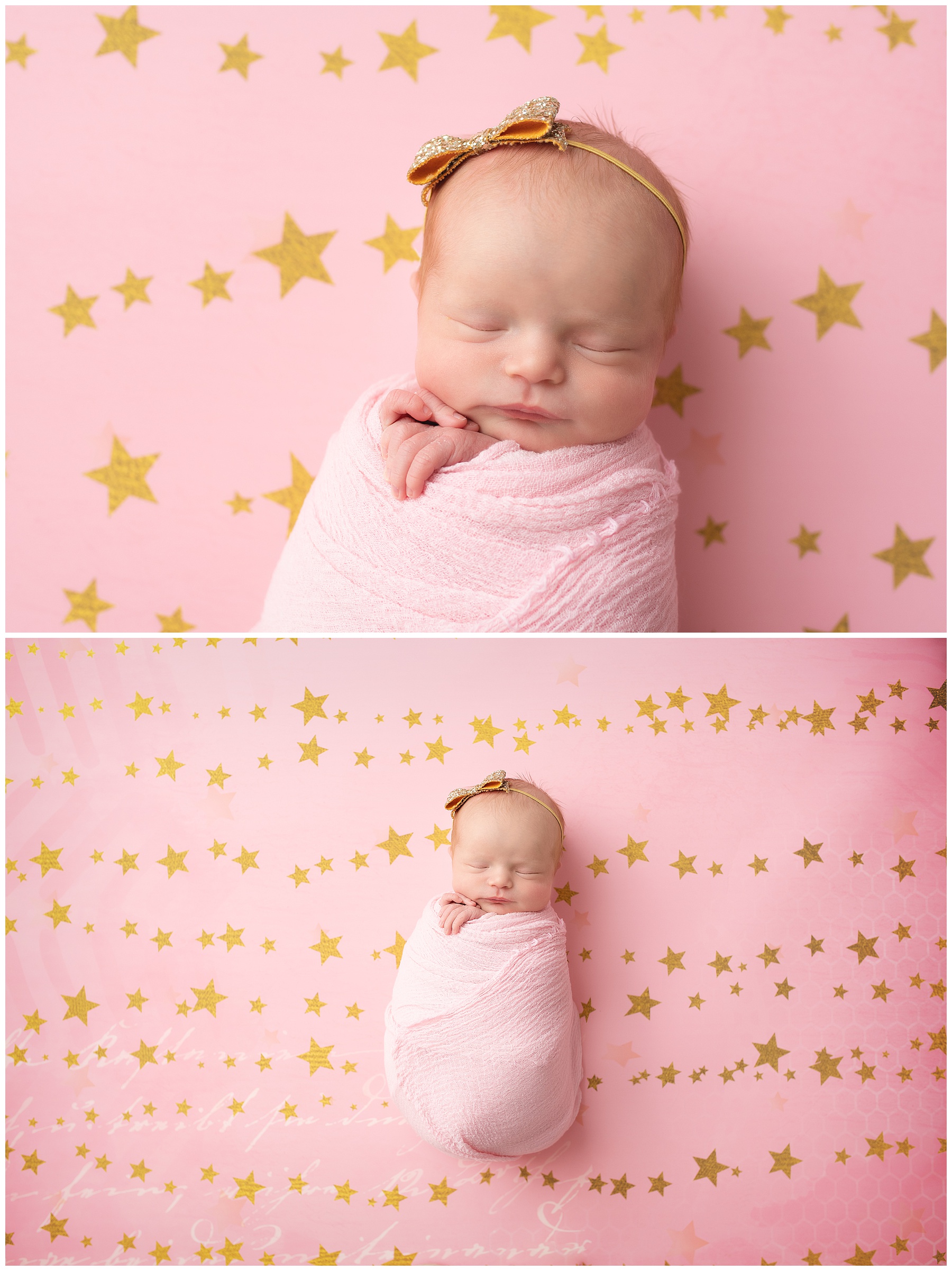 newborn girl being photographed in the studio 