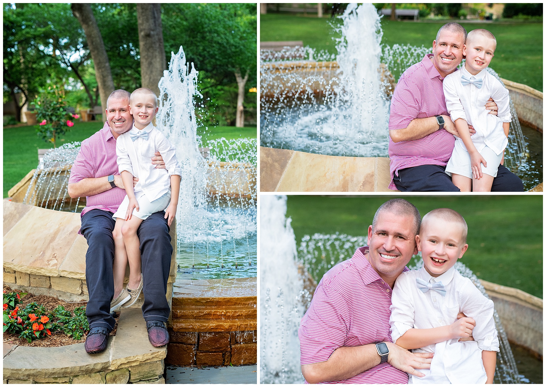son sitting on his dads lap for photos