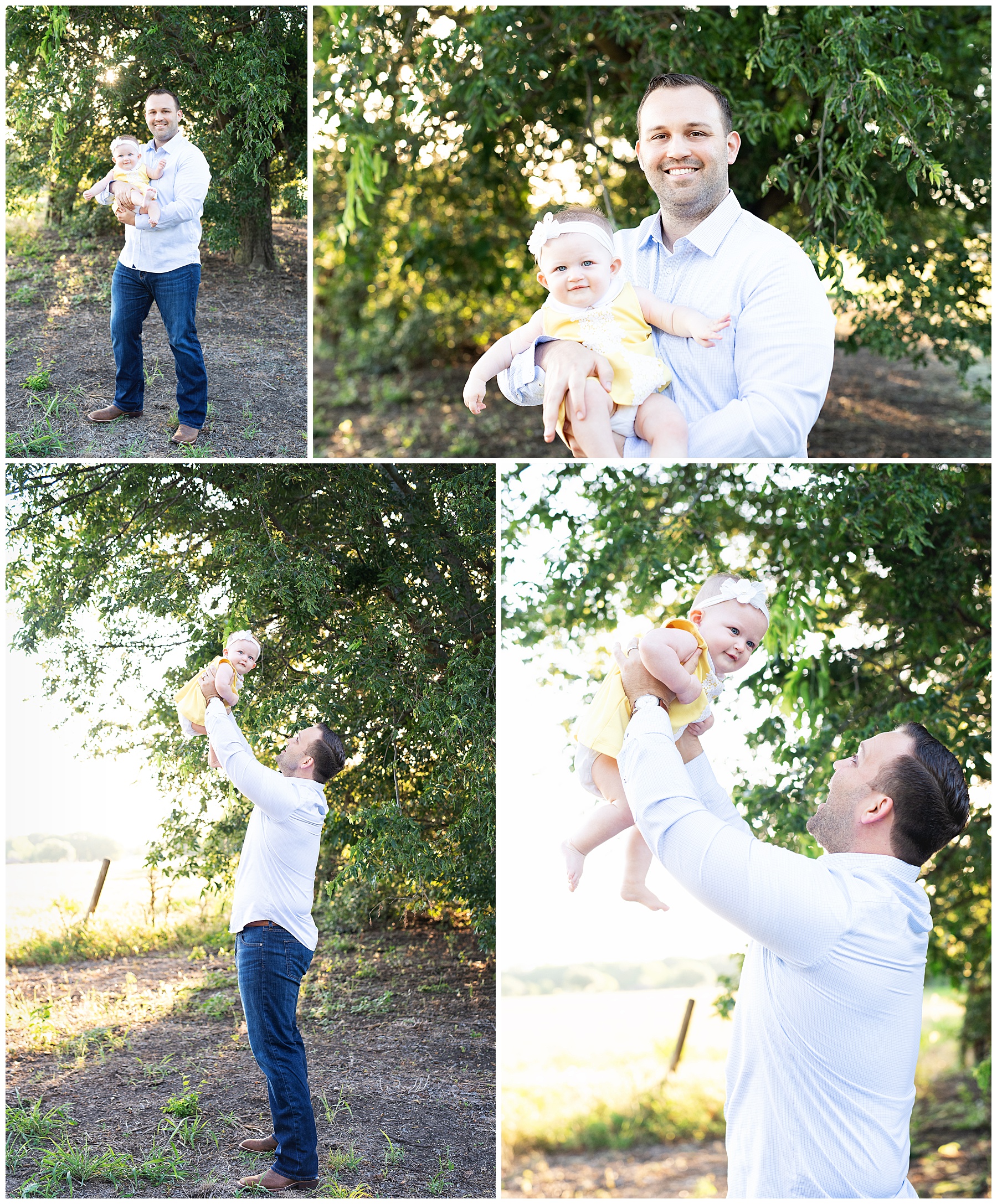 dad throwing his baby girl in the air playing