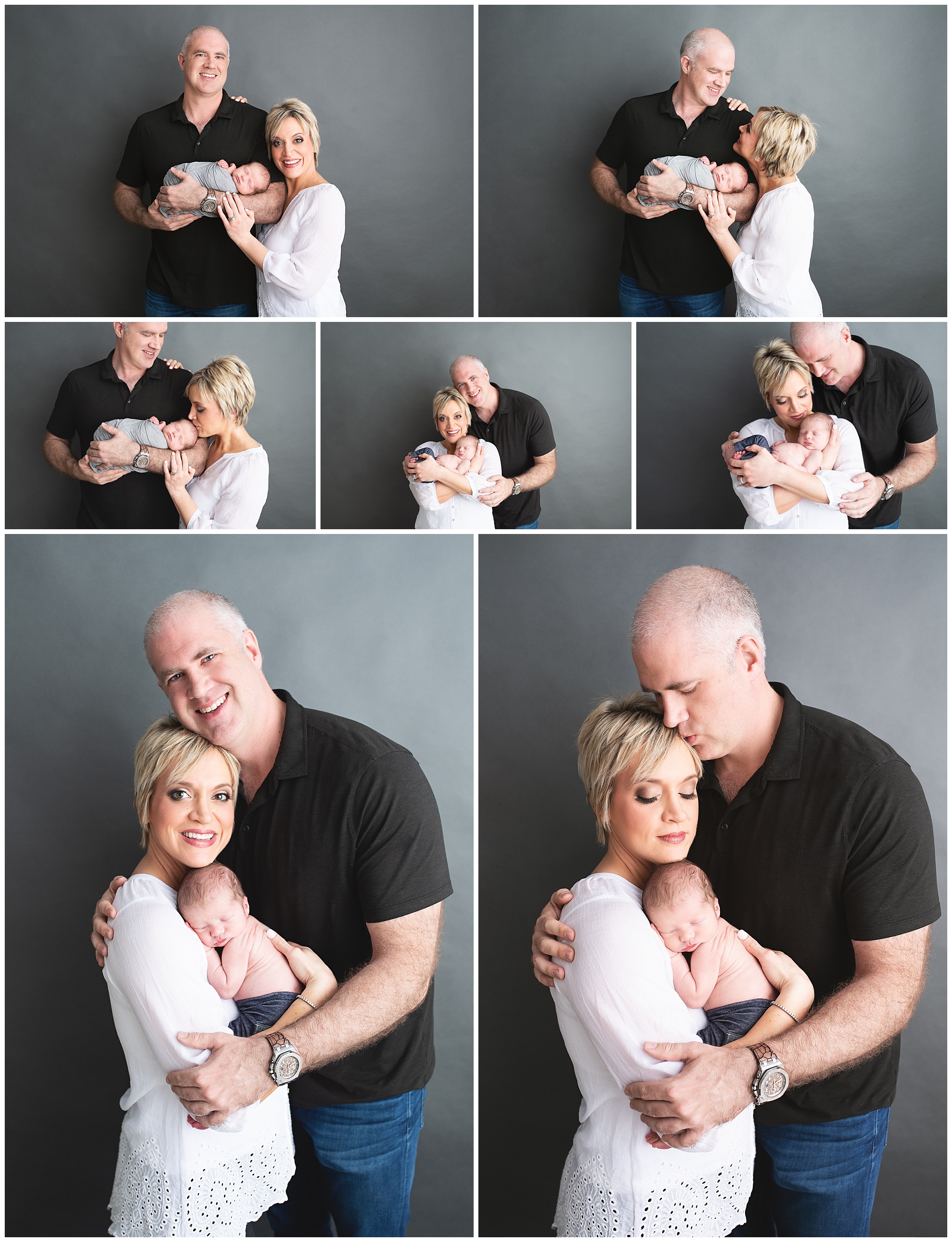 new family of three being photographed in the studio at the newborn session