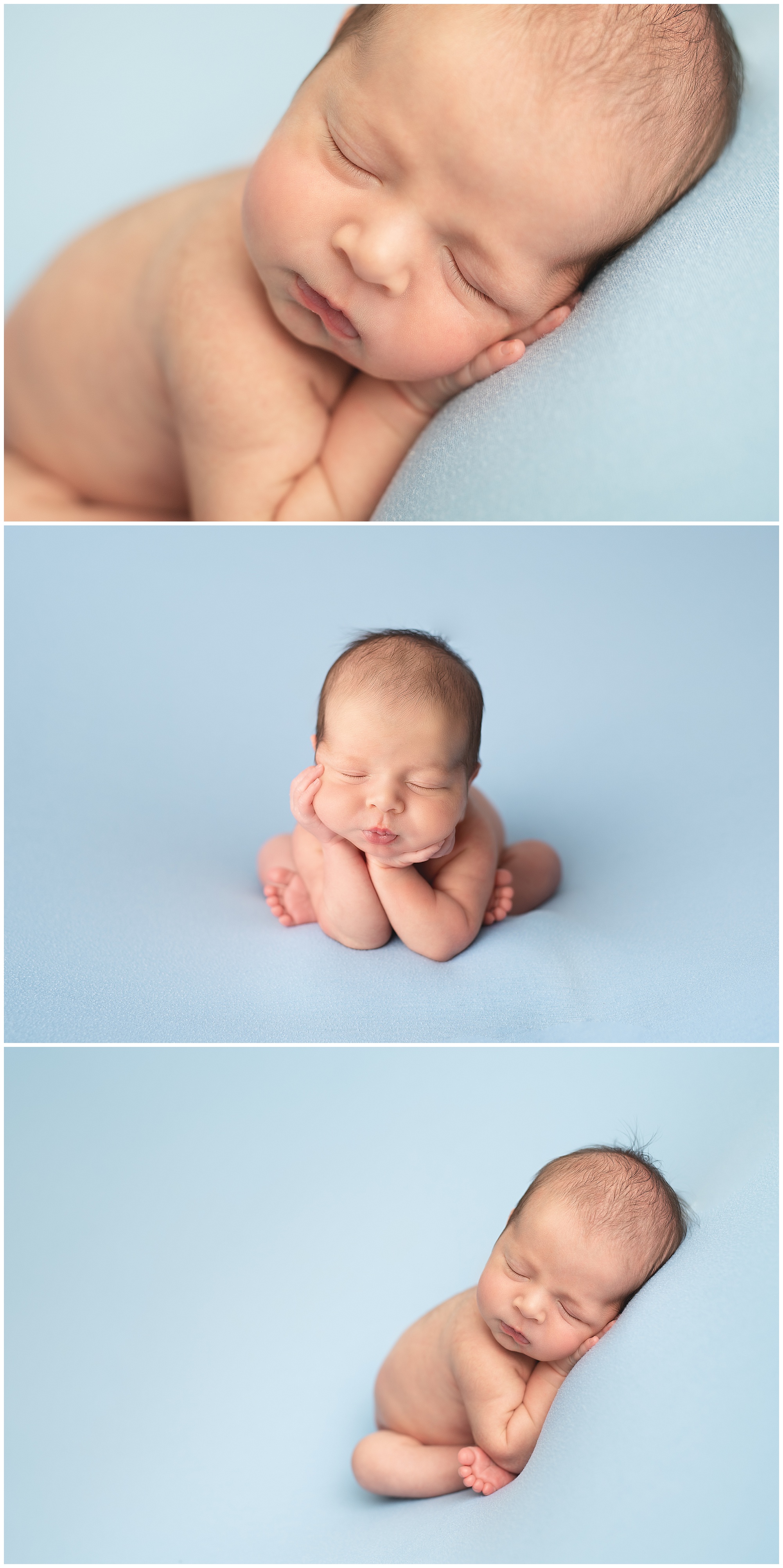 newborn photo session with the baby in the froggy pose