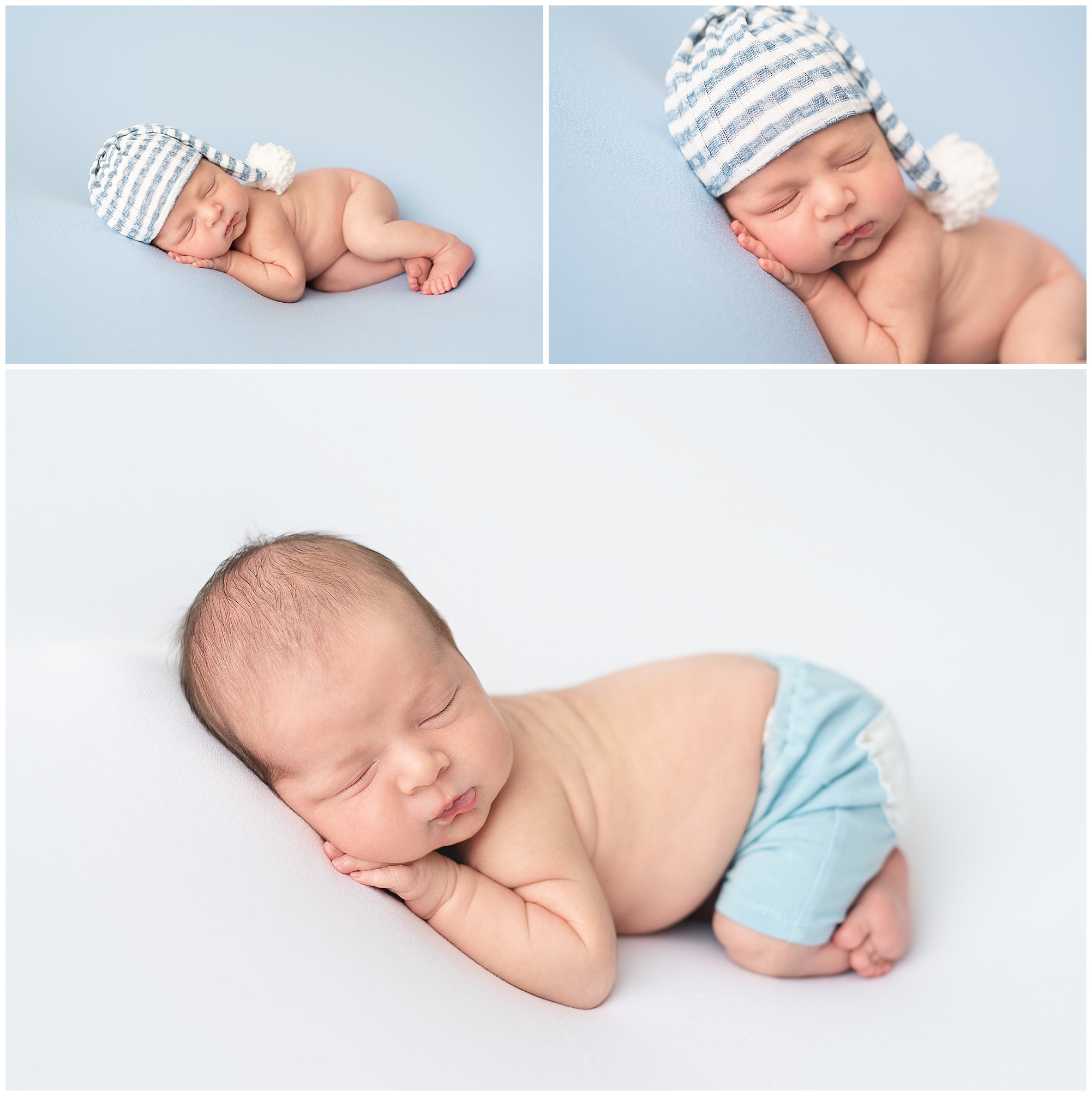 newborn boy sleeping through his newborn photo session