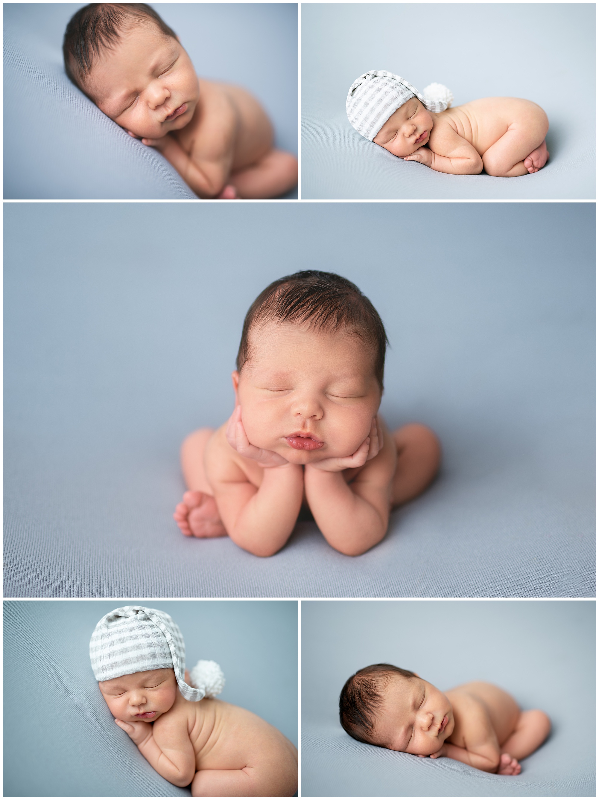 newborn boy sitting in the froggy pose during his newborn session