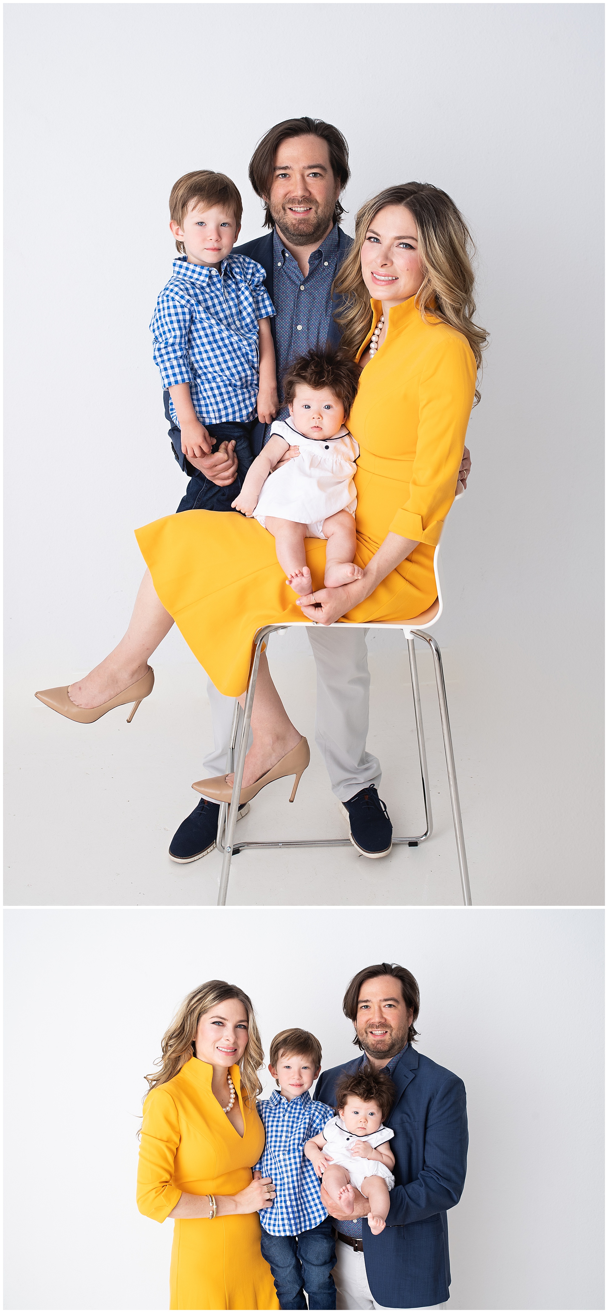 family of four standing in the studio during their photo session