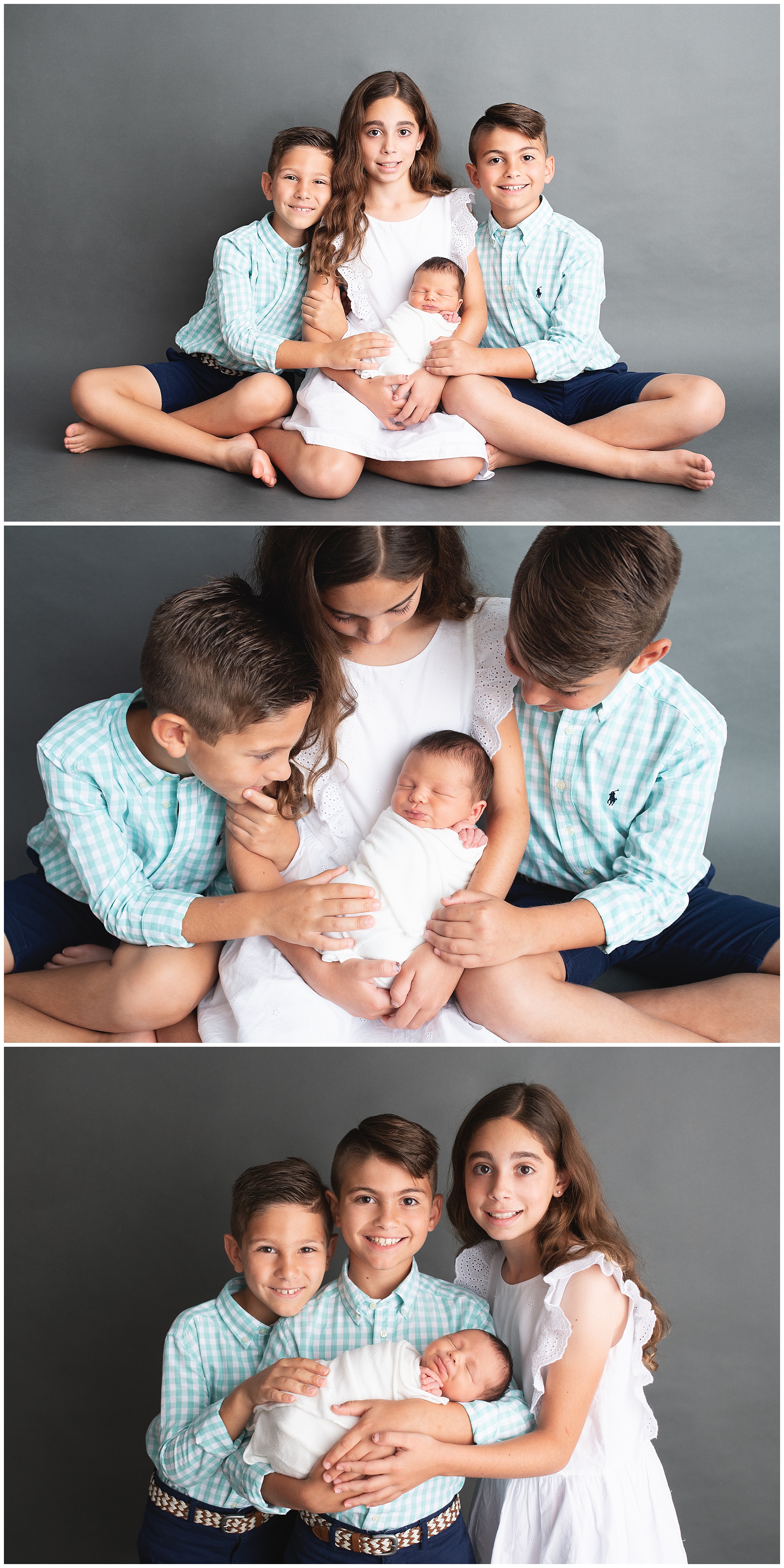 four siblings posing for their newborn photo session