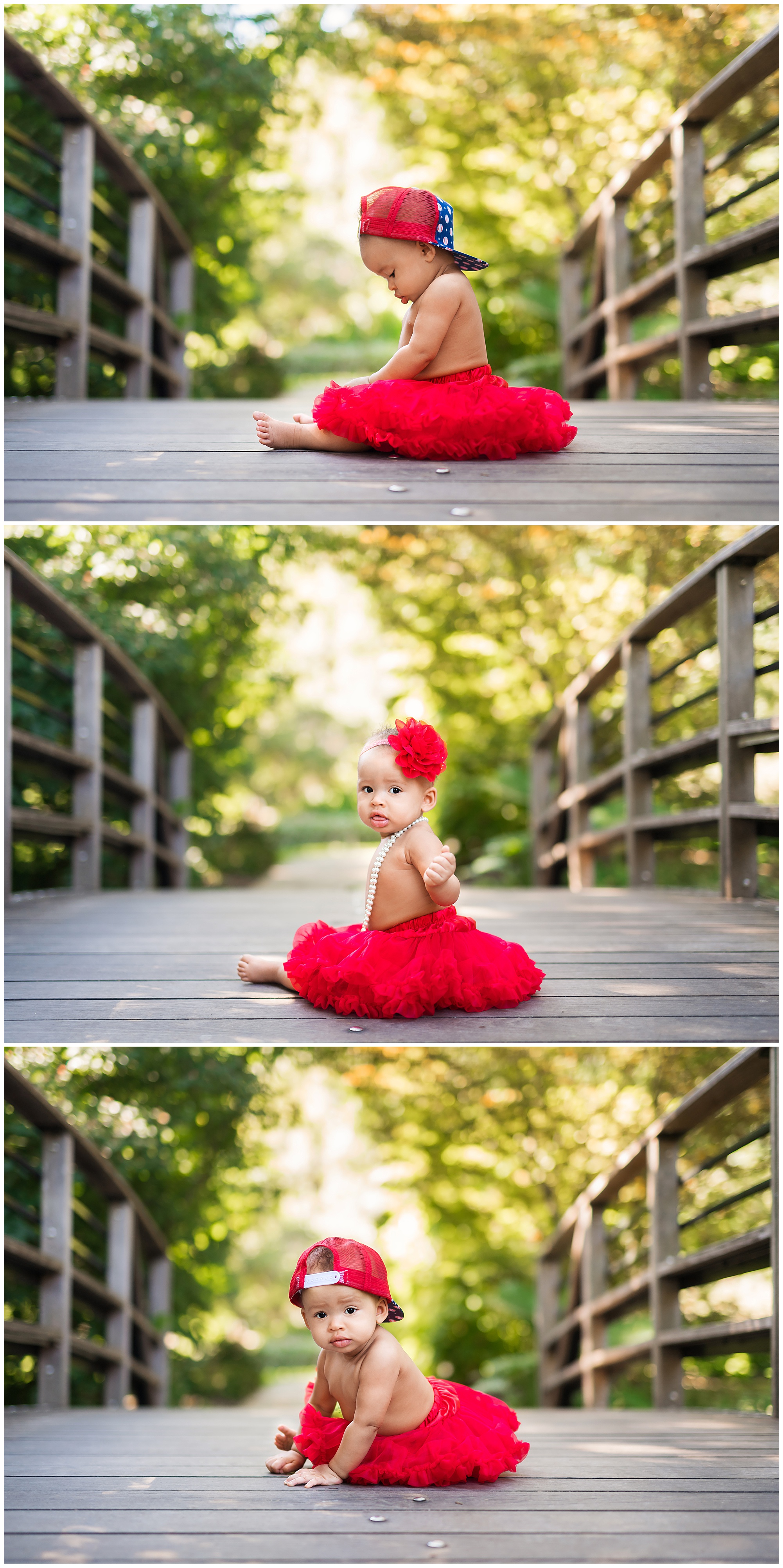 baby girl sitting on a bridge for her photo session