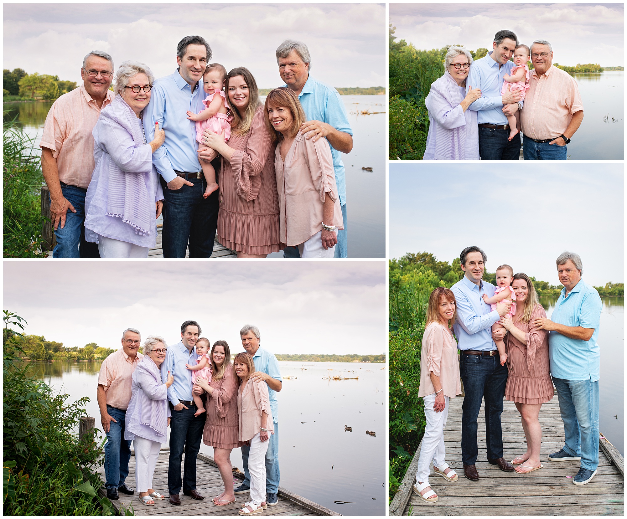 extended family standing on the dock in Dallas