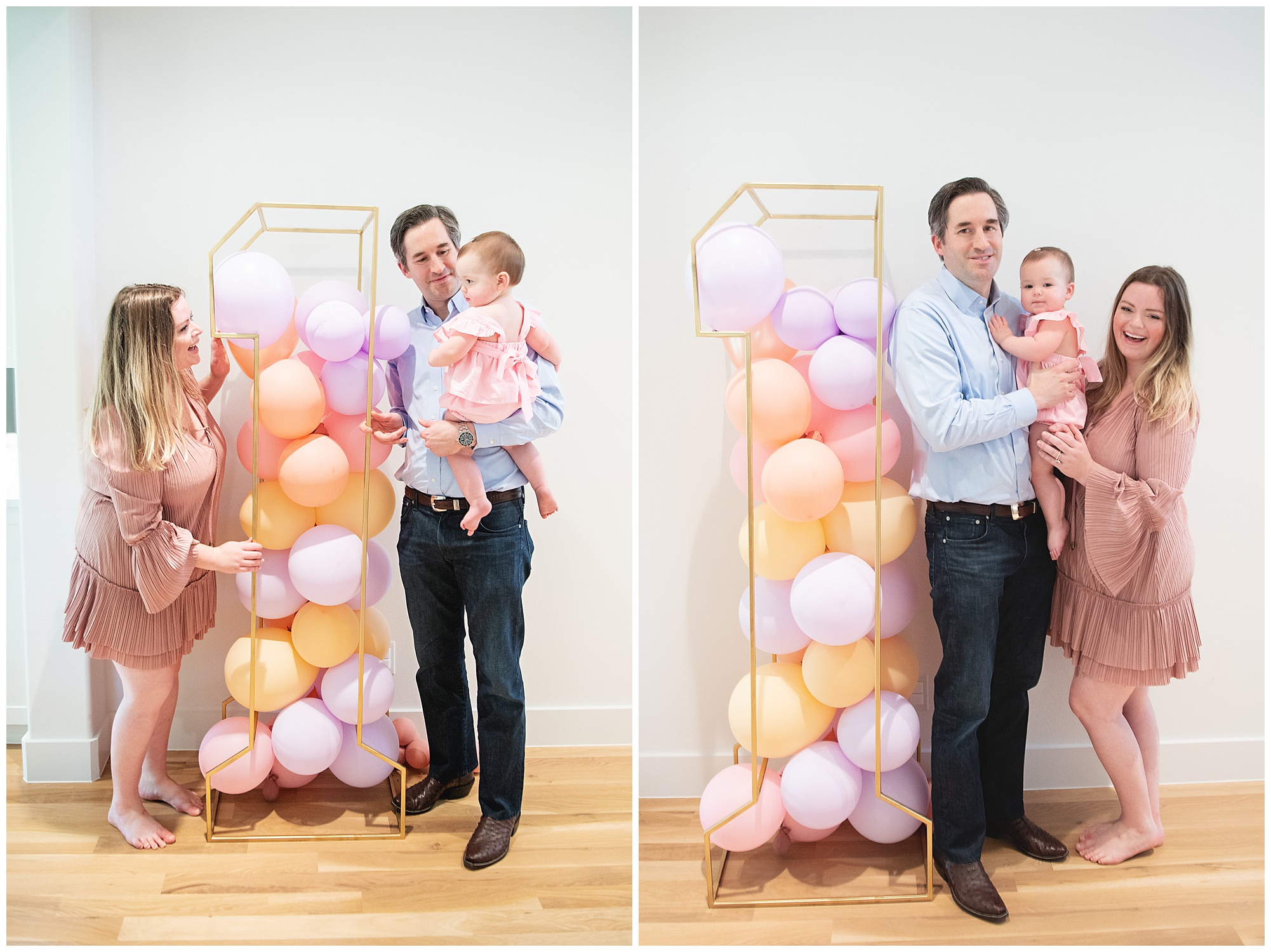 balloon filled one for their daughters first birthday photos