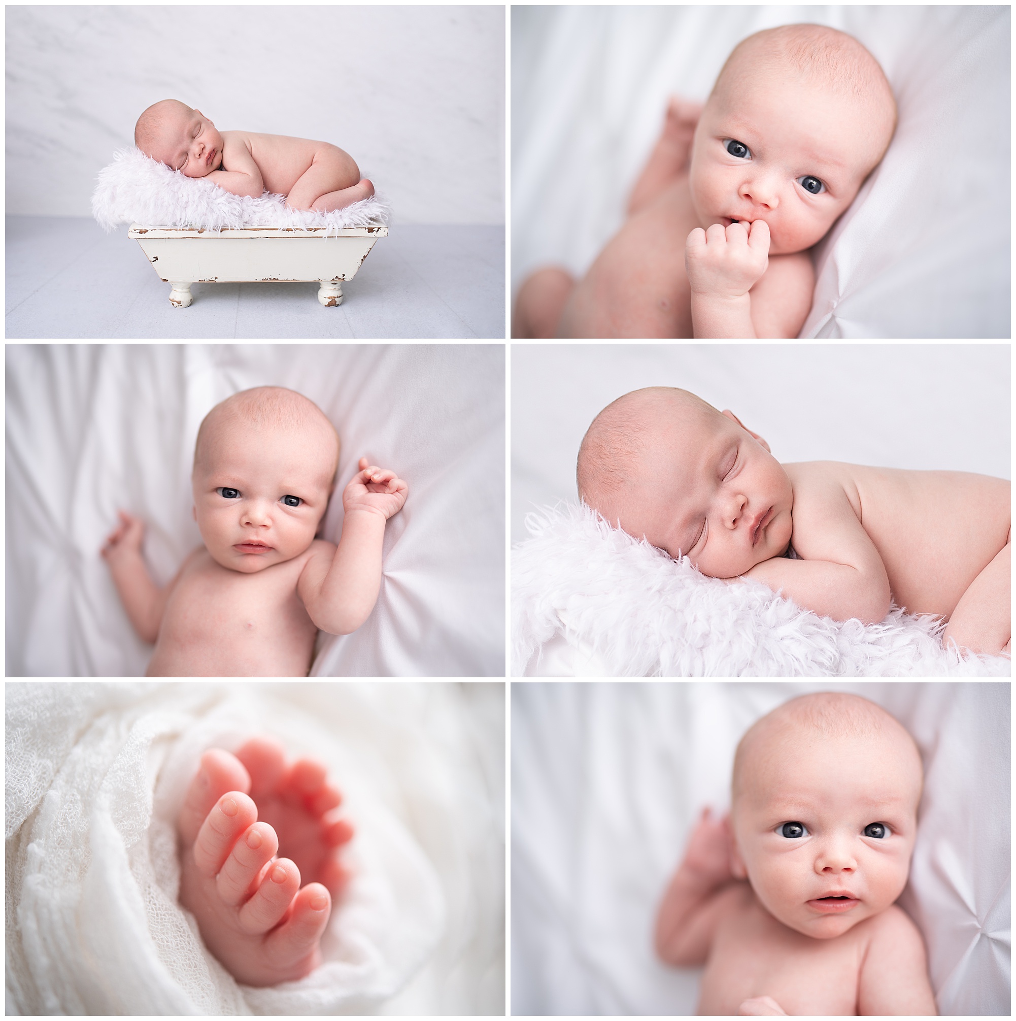 baby boy opening his eyes during our newborn session