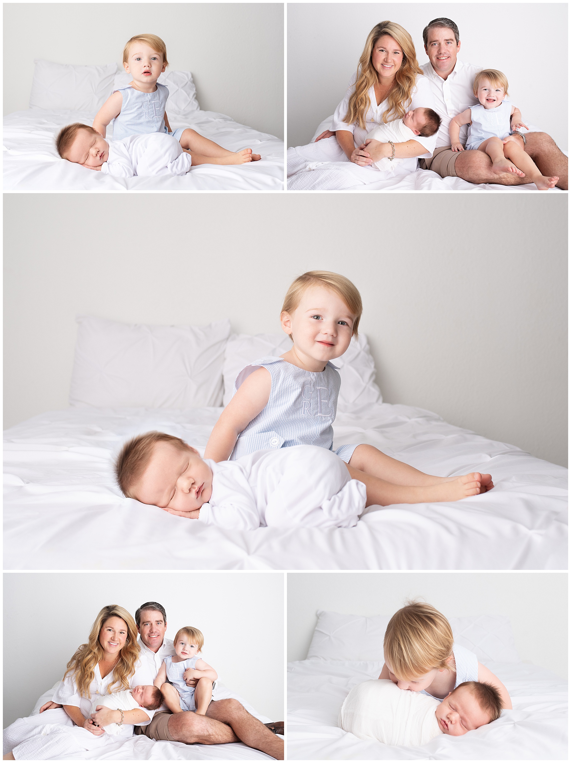 family of four getting their first family photos done in the studio