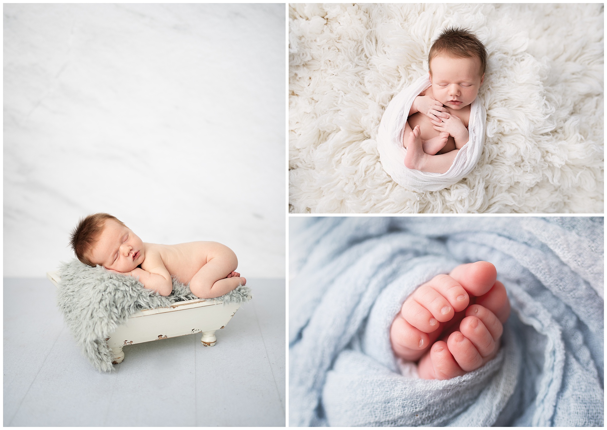 newborn boy posing during his newborn photo session