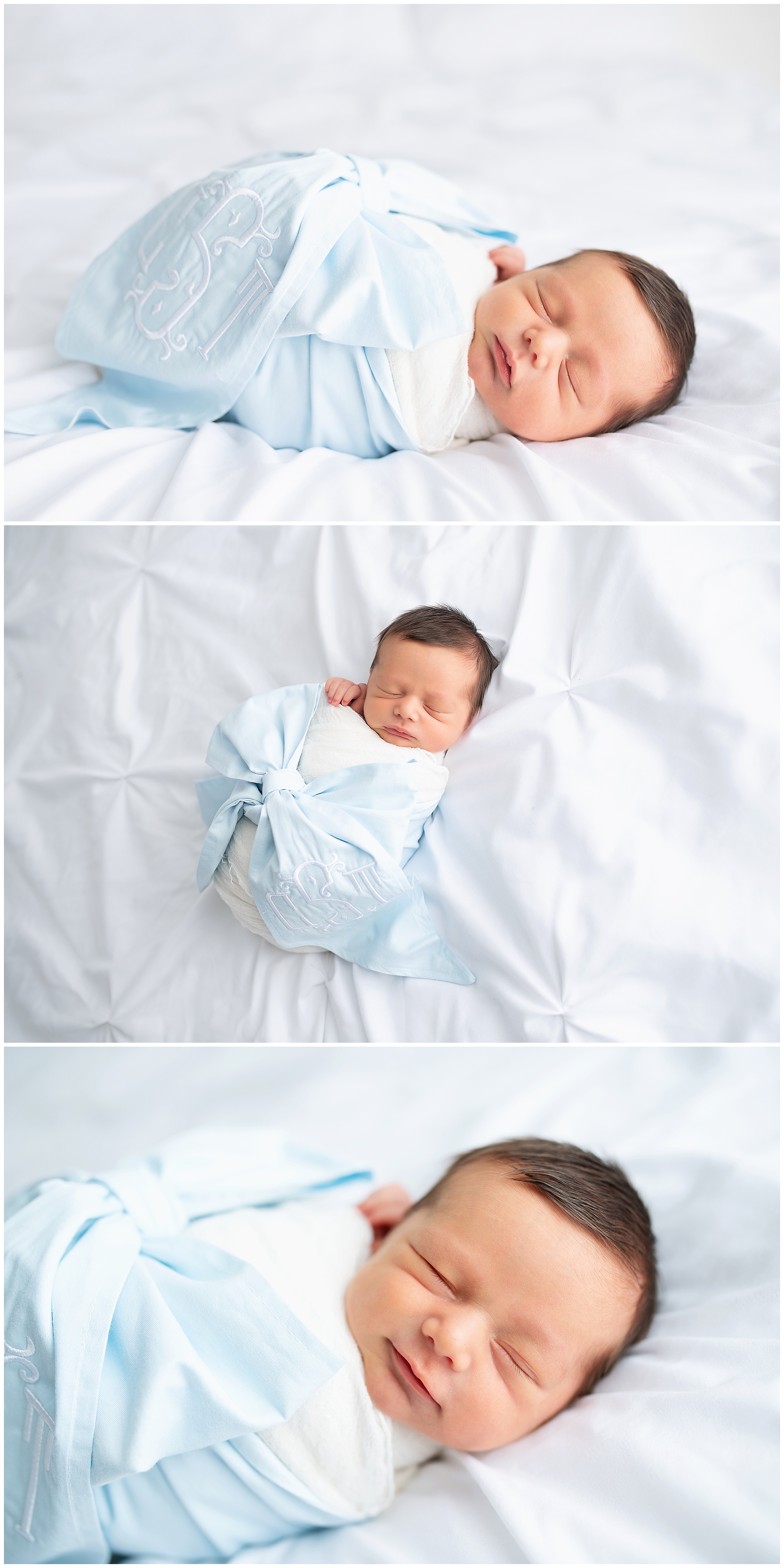 newborn baby boy in his beauford swaddle