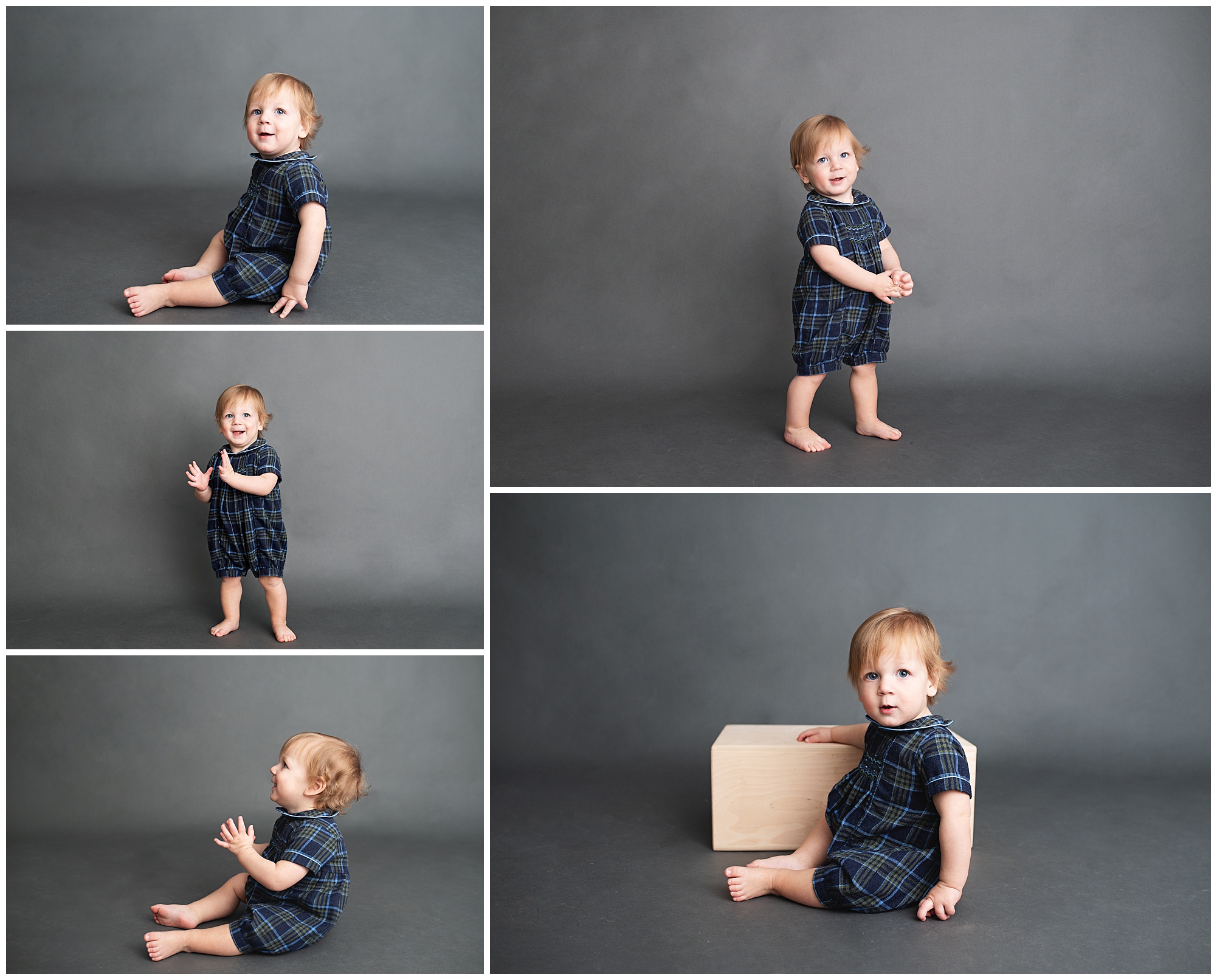 one year old posing in the studio for his photo session