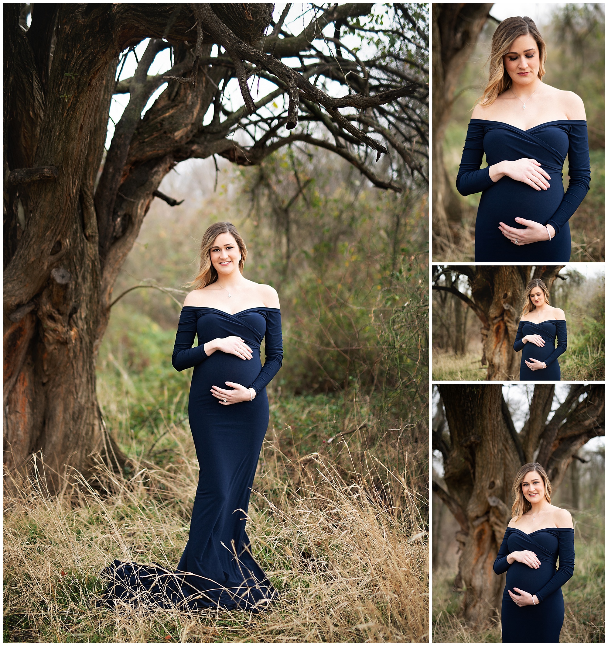mom to be hugging her belly during her photo session