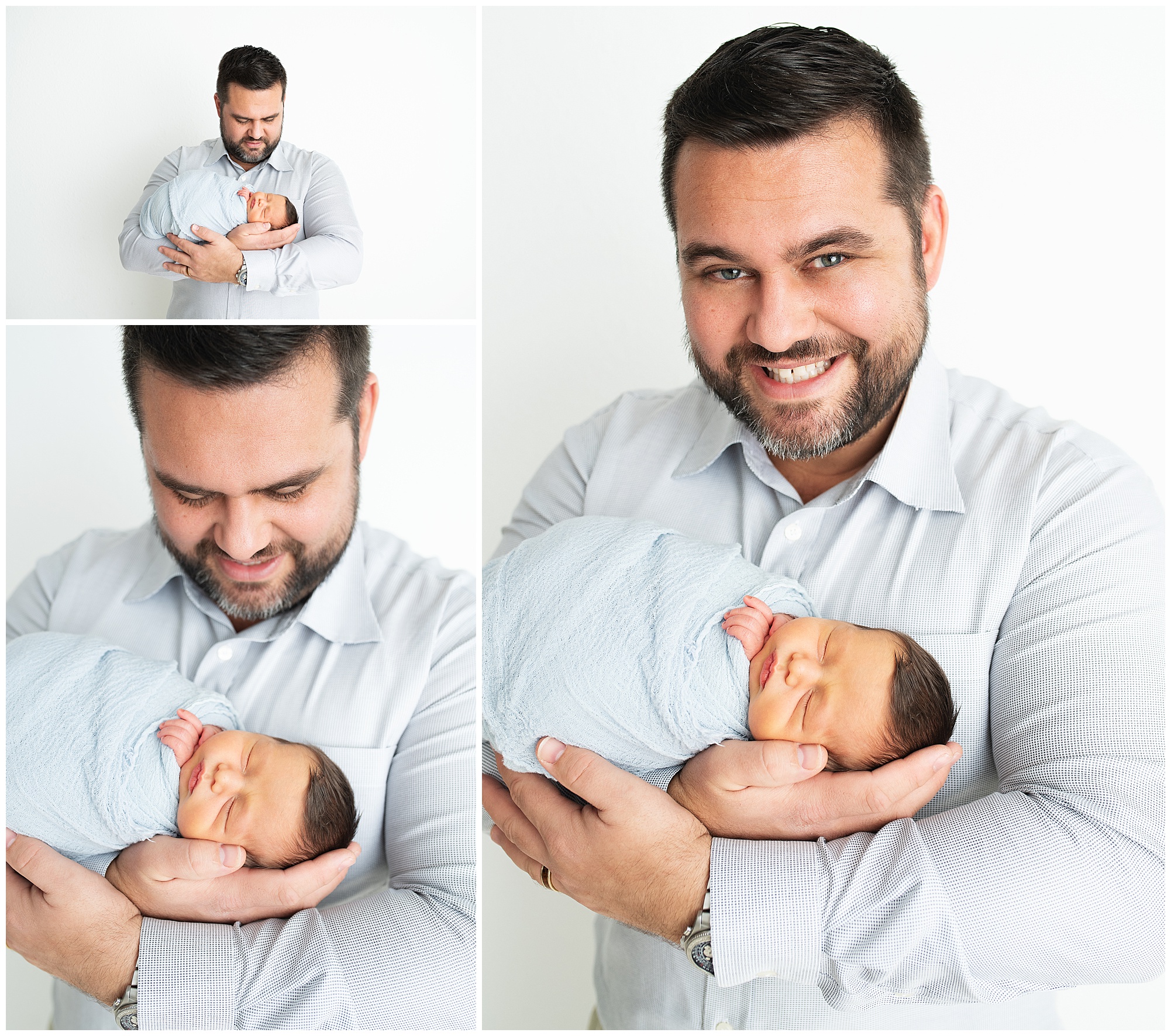 proud dad holding his newborn baby boy