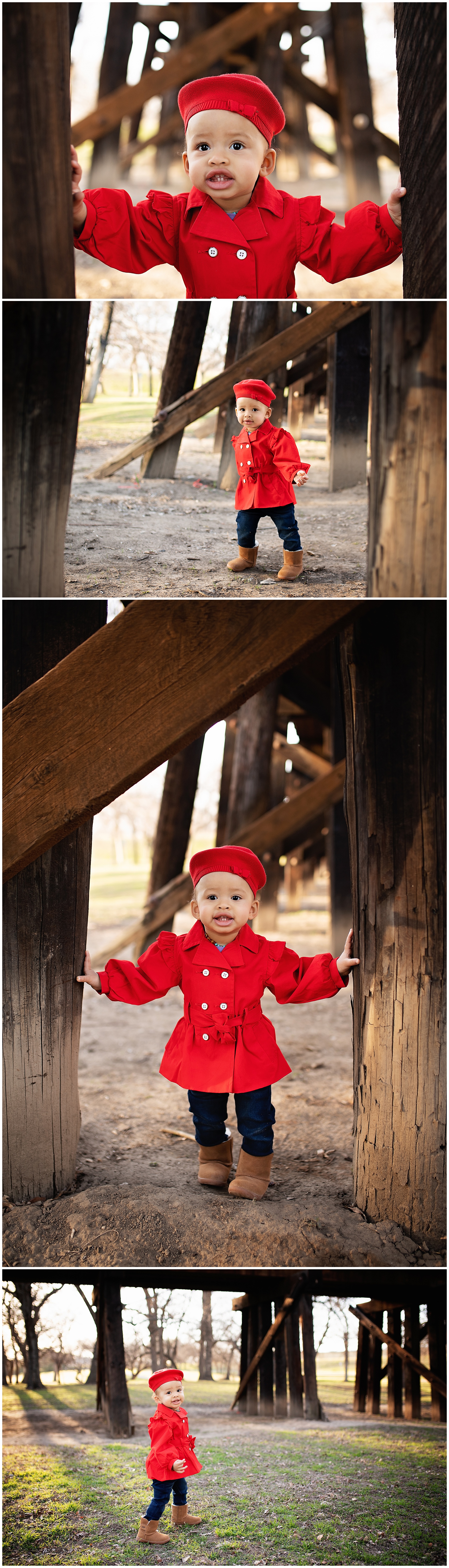 one year old in her French red outfit