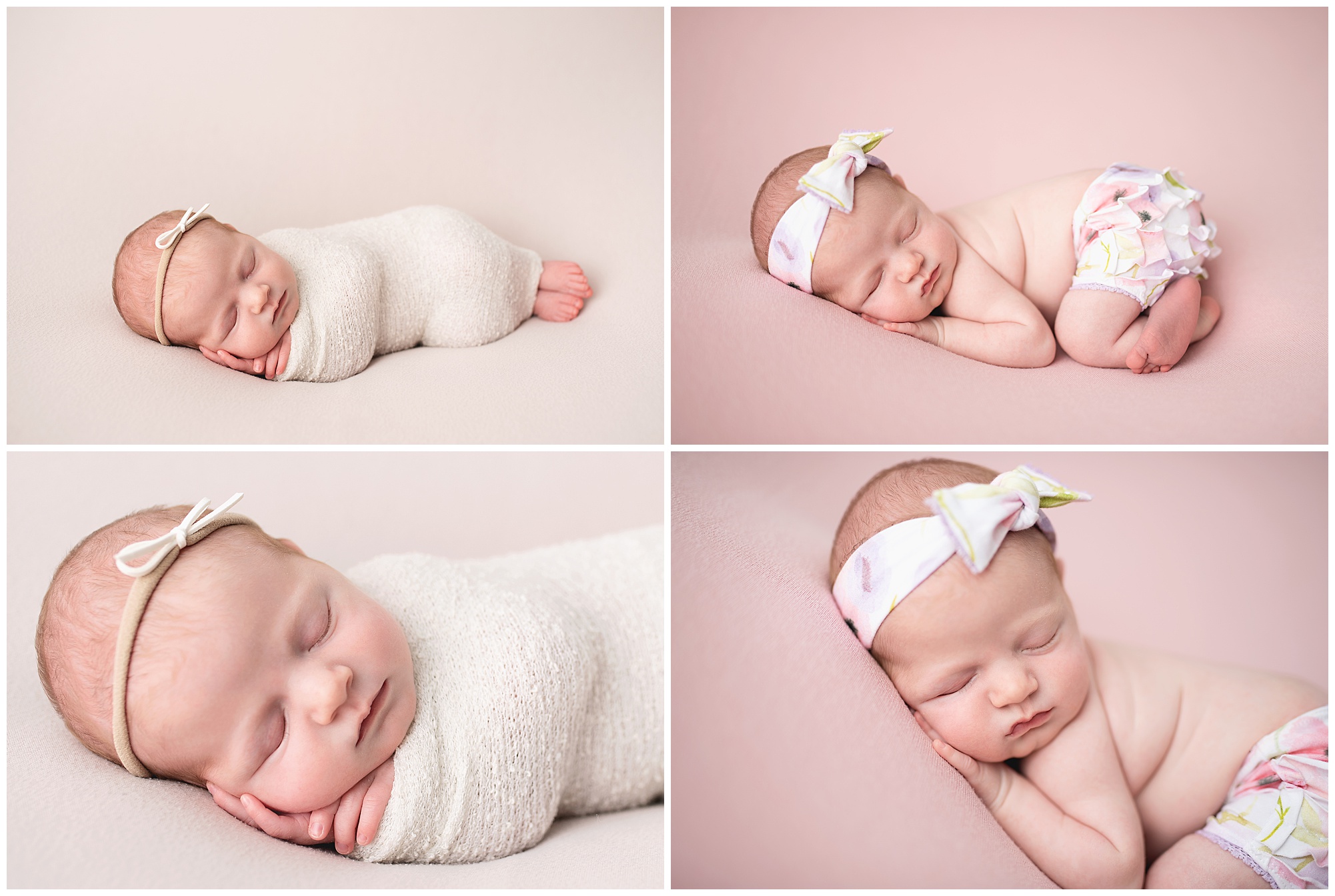 newborn girl wrapped up tightly for her newborn photos
